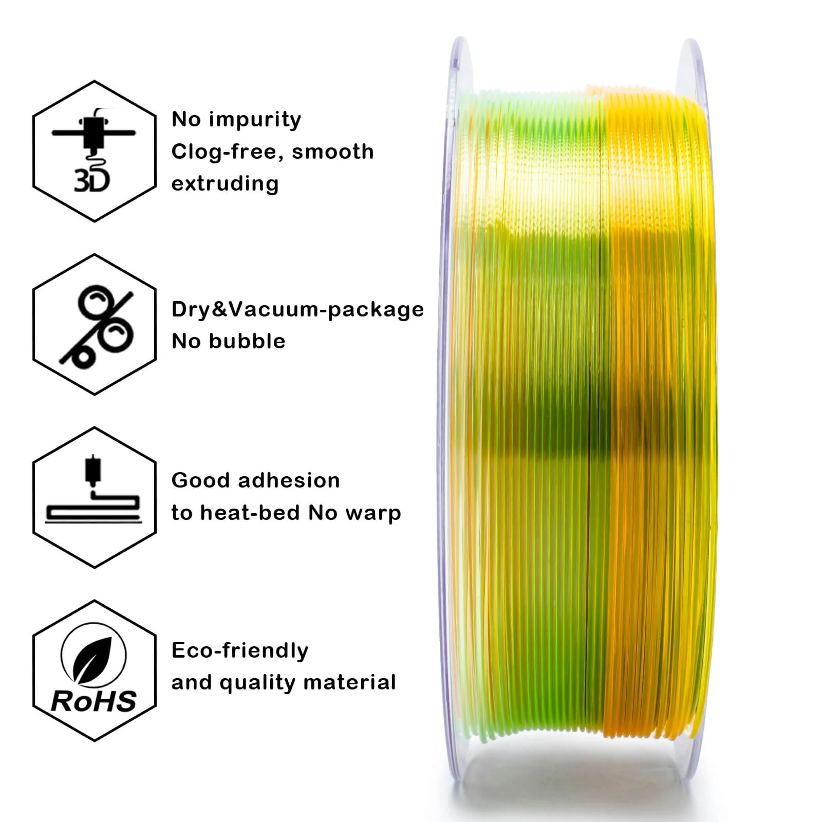 ZIRO Gradient Translucent PLA Cristal Series Filament 1.75mm, Crystal Sunshine - Image 8