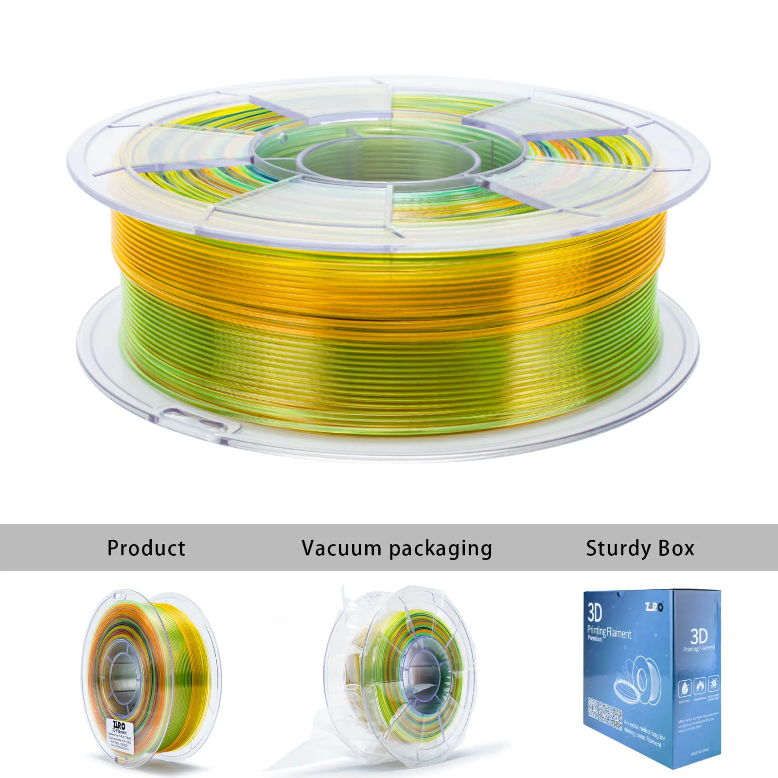 ZIRO Gradient Translucent PLA Cristal Series Filament 1.75mm, Crystal Sunshine - Image 9