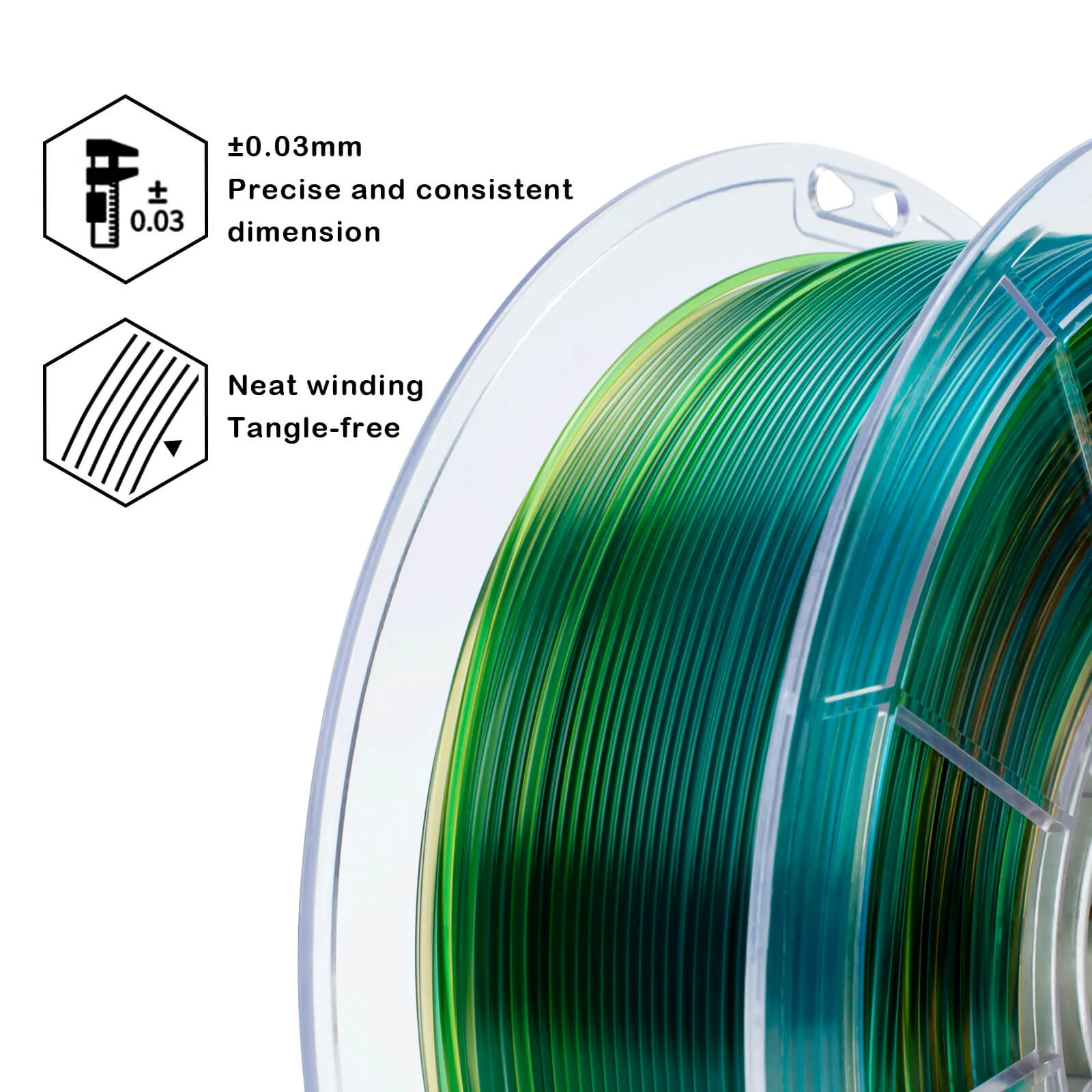ZIRO Gradient Translucent PLA Cristal Series Filament 1.75mm, Crystal Wave - Image 5