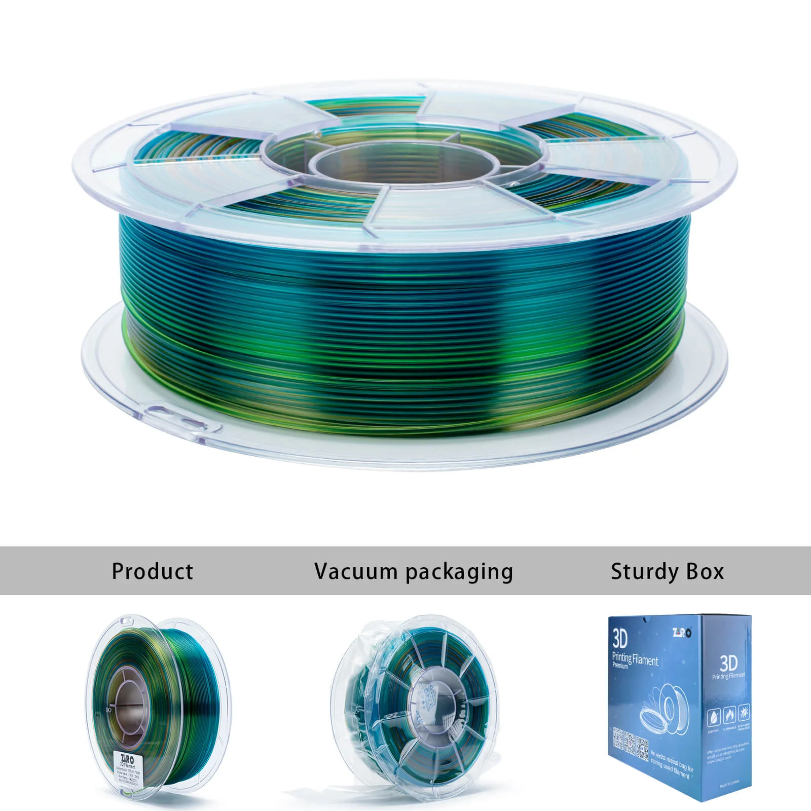 ZIRO Gradient Translucent PLA Cristal Series Filament 1.75mm, Crystal Wave - Image 7