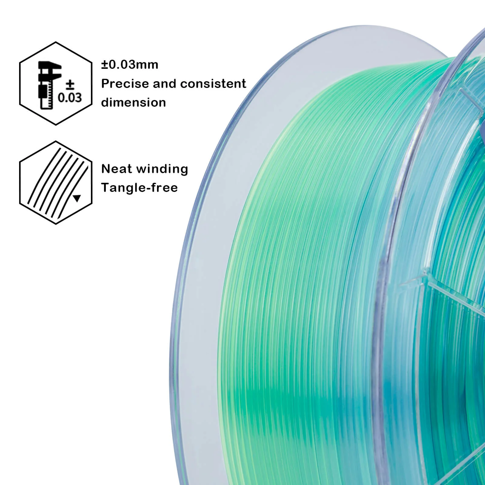 ZIRO Gradient Translucent PLA Season Series Filament 1.75mm, Summer - Image 9