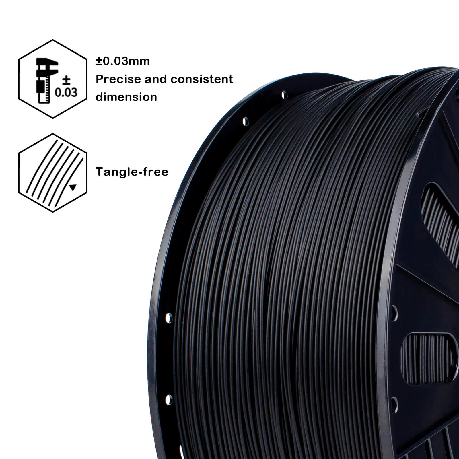 ZIRO High Speed PLA 1.75mm Filament 3KG, Black - Image 4