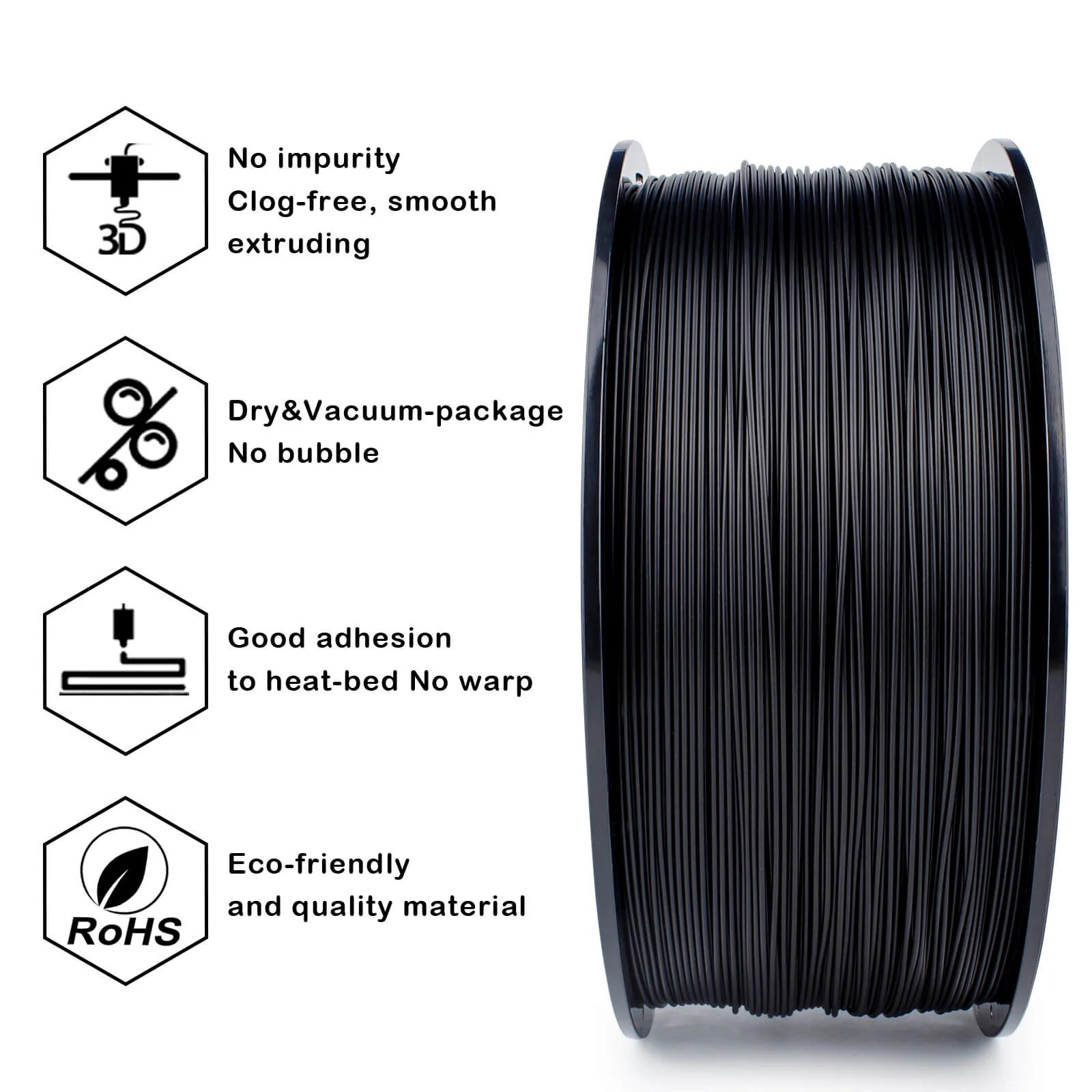 ZIRO High Speed PLA 1.75mm Filament 3KG, Black - Image 5