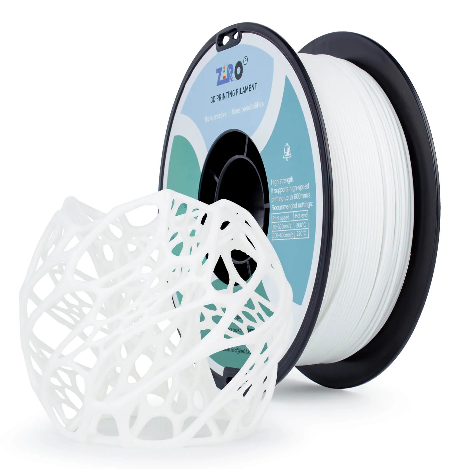 ZIRO High Speed PLA Filament 1.75mm, White - Image 6
