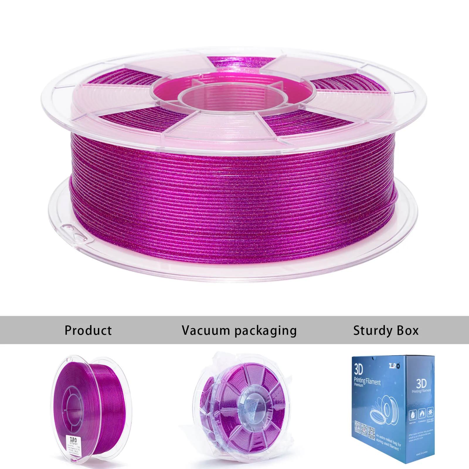 ZIRO Iridescent Series PLA Twinkle Effect Filament 1.75mm 1kg/2.2lb Spool , Dreamy Magenta - Image 10