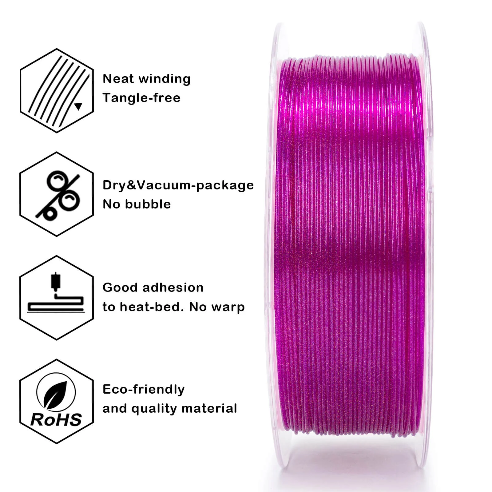ZIRO Iridescent Series PLA Twinkle Effect Filament 1.75mm 1kg/2.2lb Spool , Dreamy Magenta - Image 9