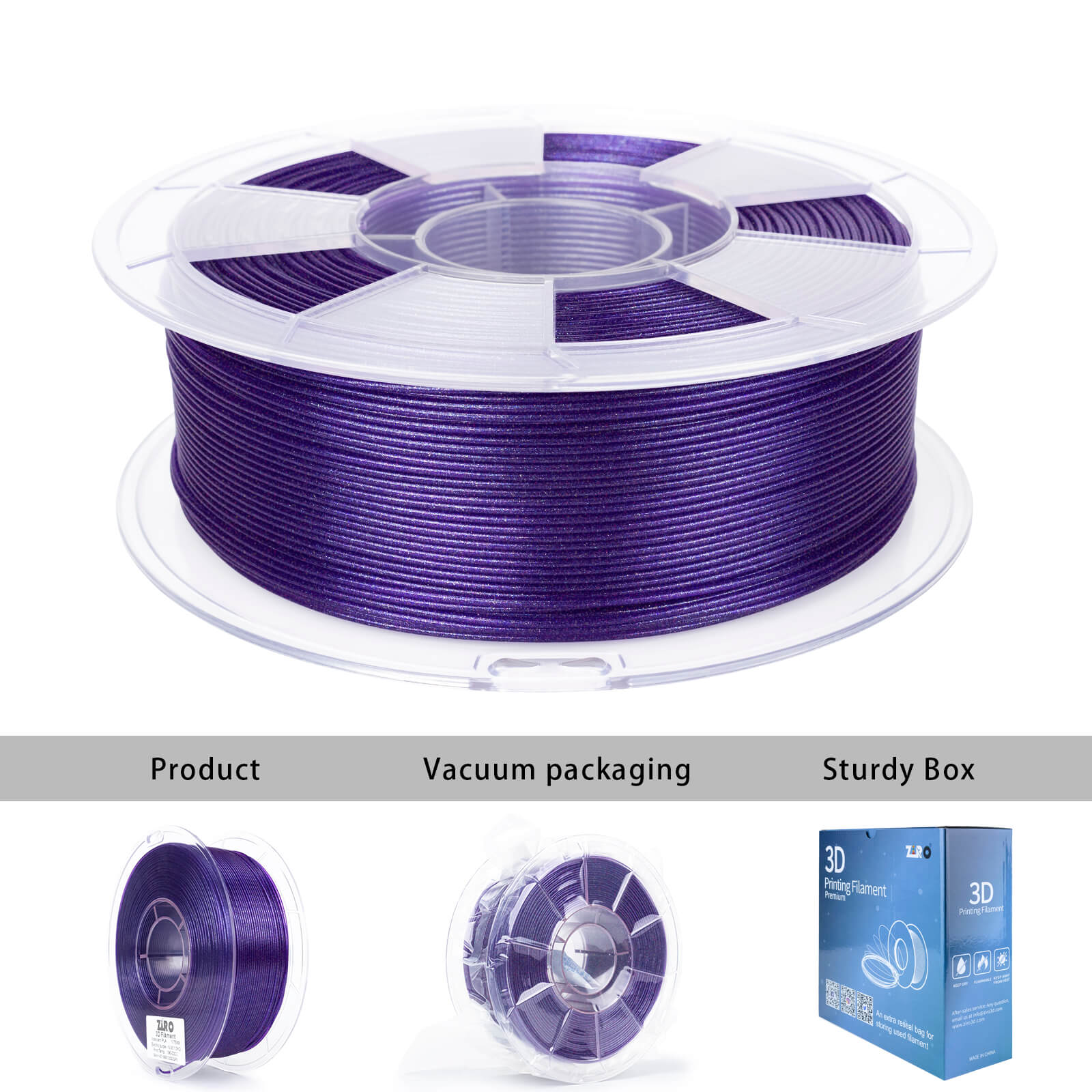 ZIRO Iridescent Series PLA Twinkle Effect Filament 1.75mm 1kg/2.2lb Spool , Electric Purple - Image 10