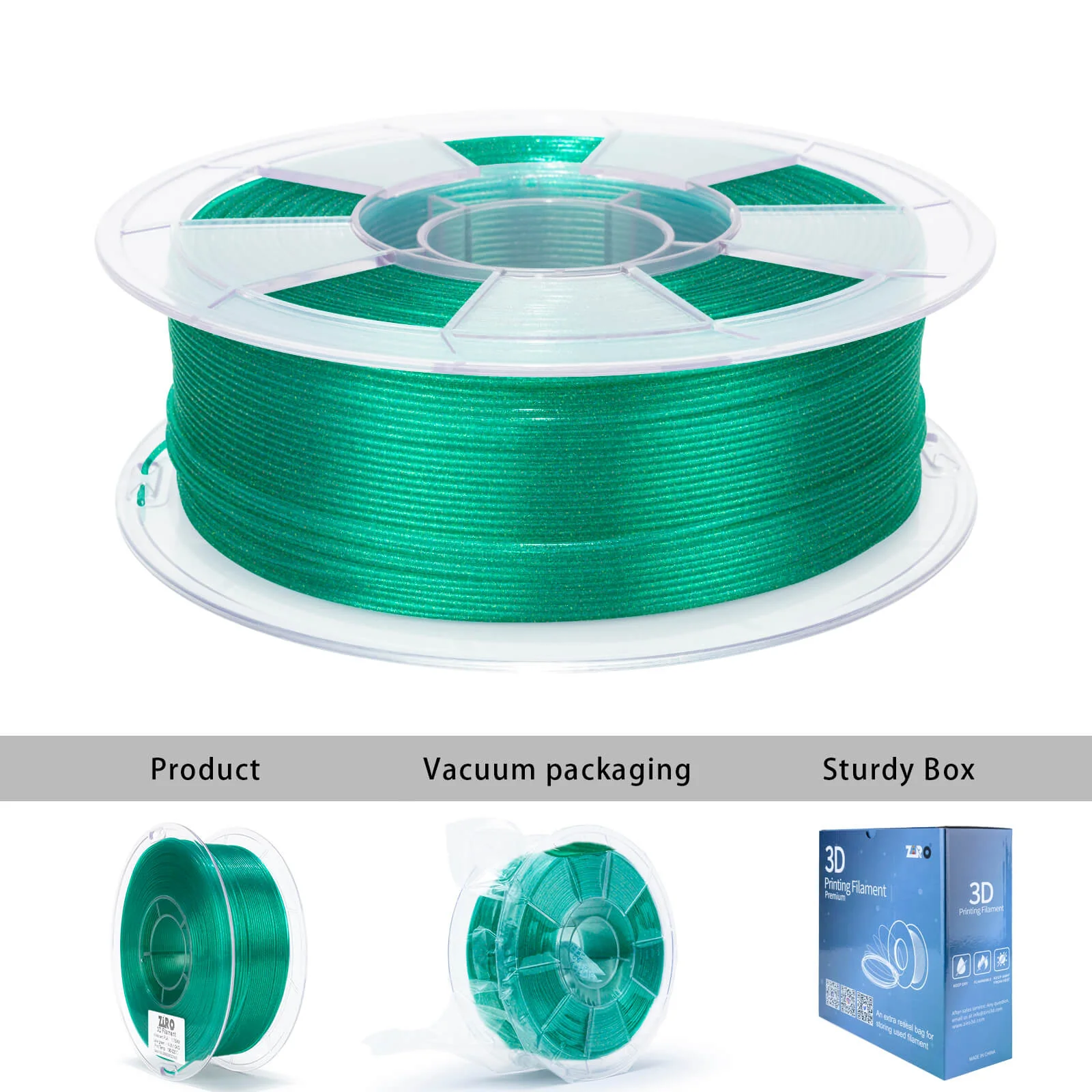 ZIRO Iridescent Series PLA Twinkle Effect Filament 1.75mm 1kg/2.2lb Spool , Lake Green - Image 10