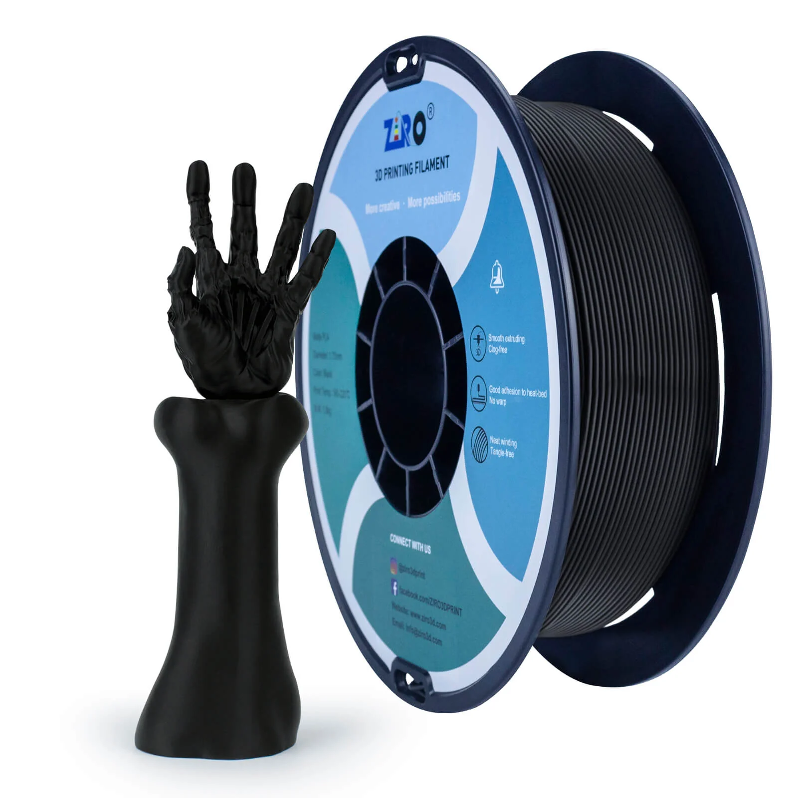 ZIRO Matte PLA Filament 1.75mm, Black - Image 3
