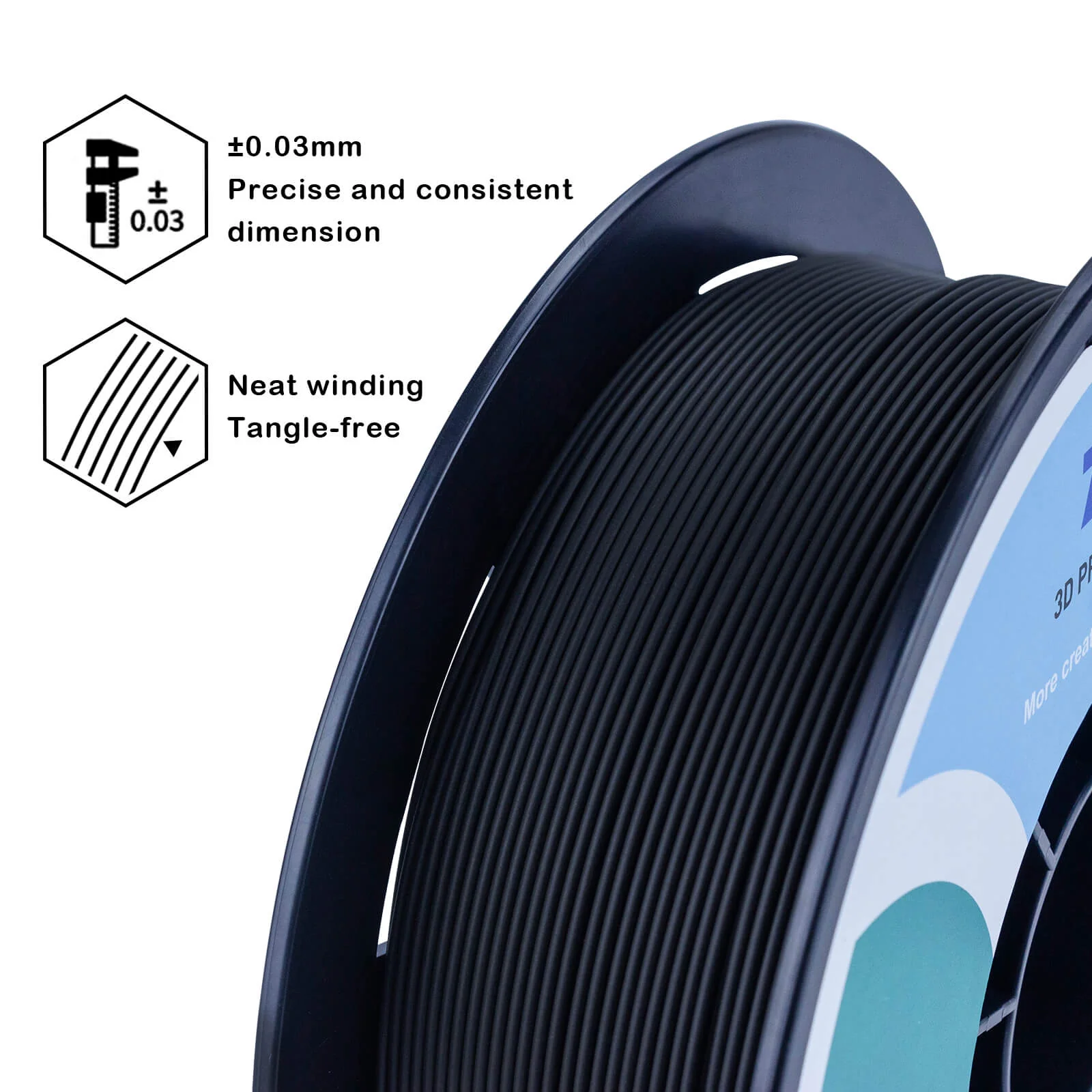 ZIRO Matte PLA Filament 1.75mm, Black - Image 6