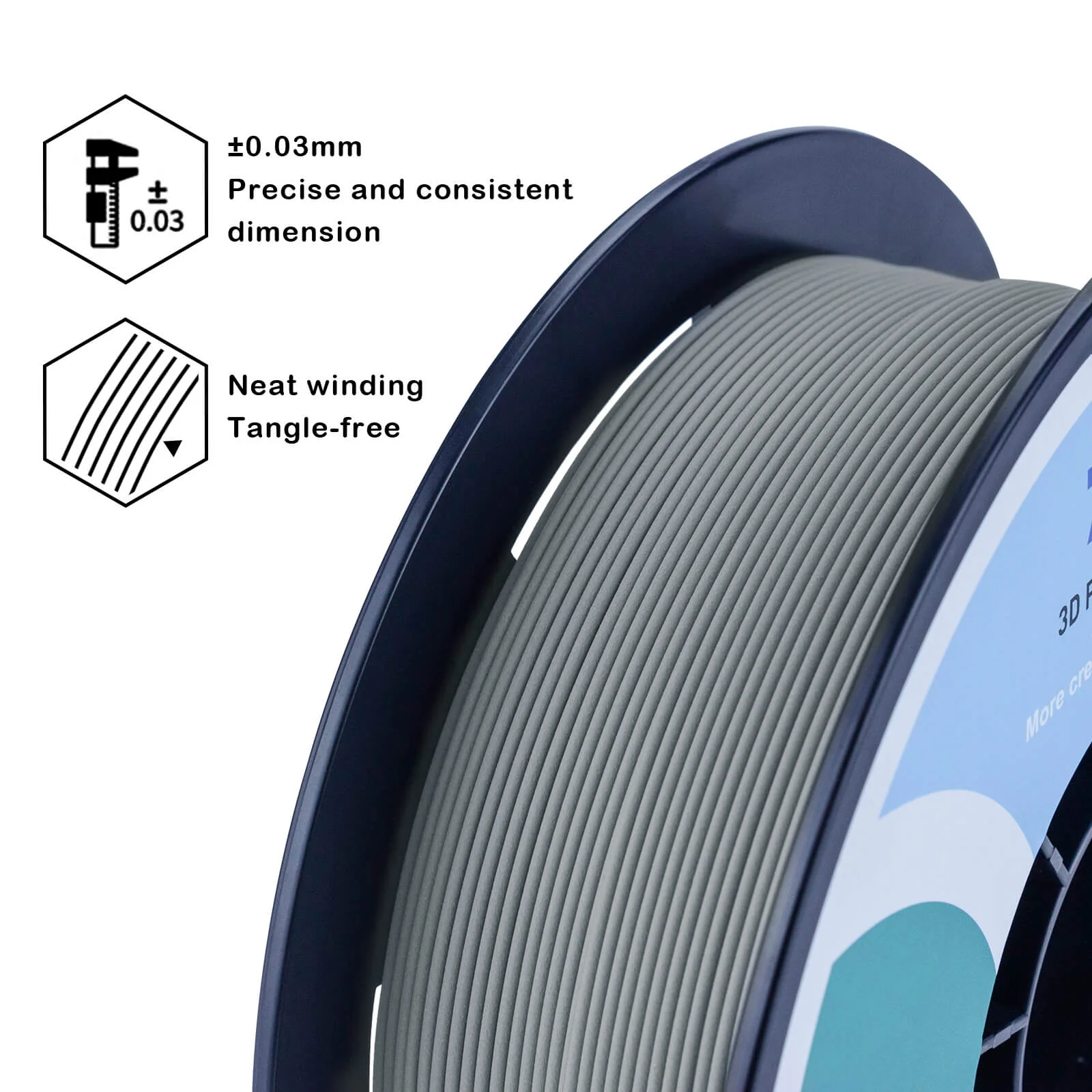ZIRO Matte PLA Filament 1.75mm, Gray - Image 6