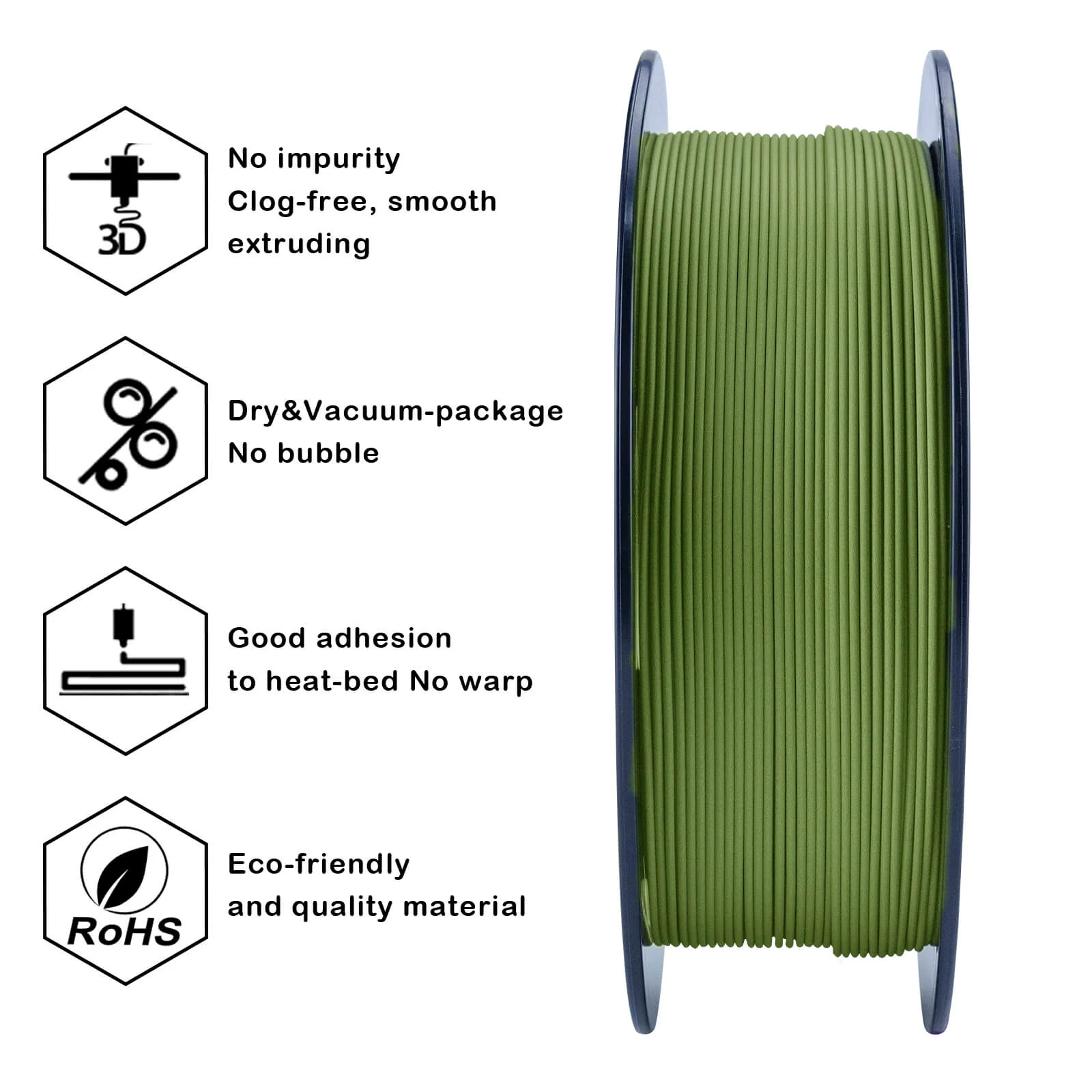 ZIRO Matte PLA Filament 1.75mm, Military Green - Image 10