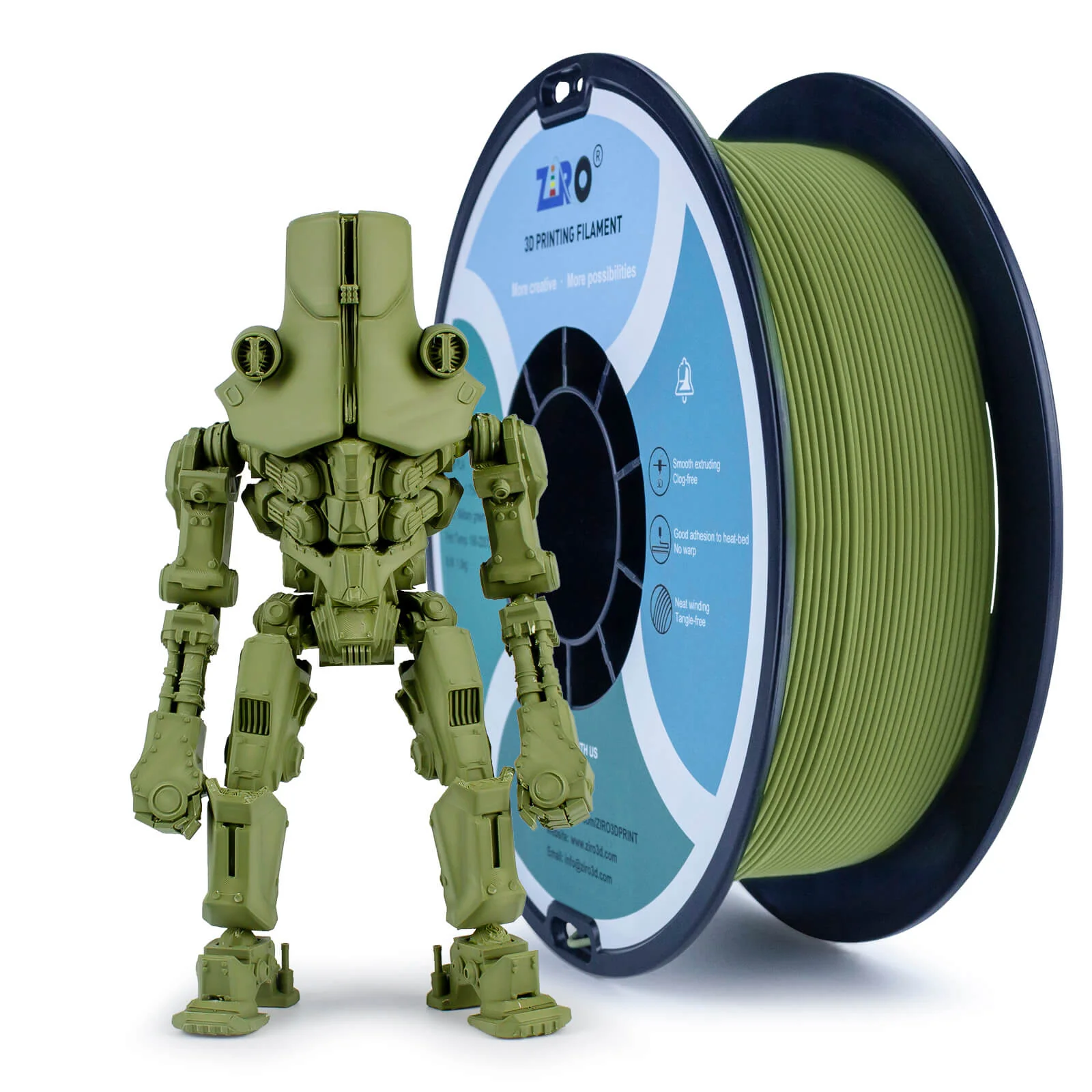 ZIRO Matte PLA Filament 1.75mm, Military Green - Image 3