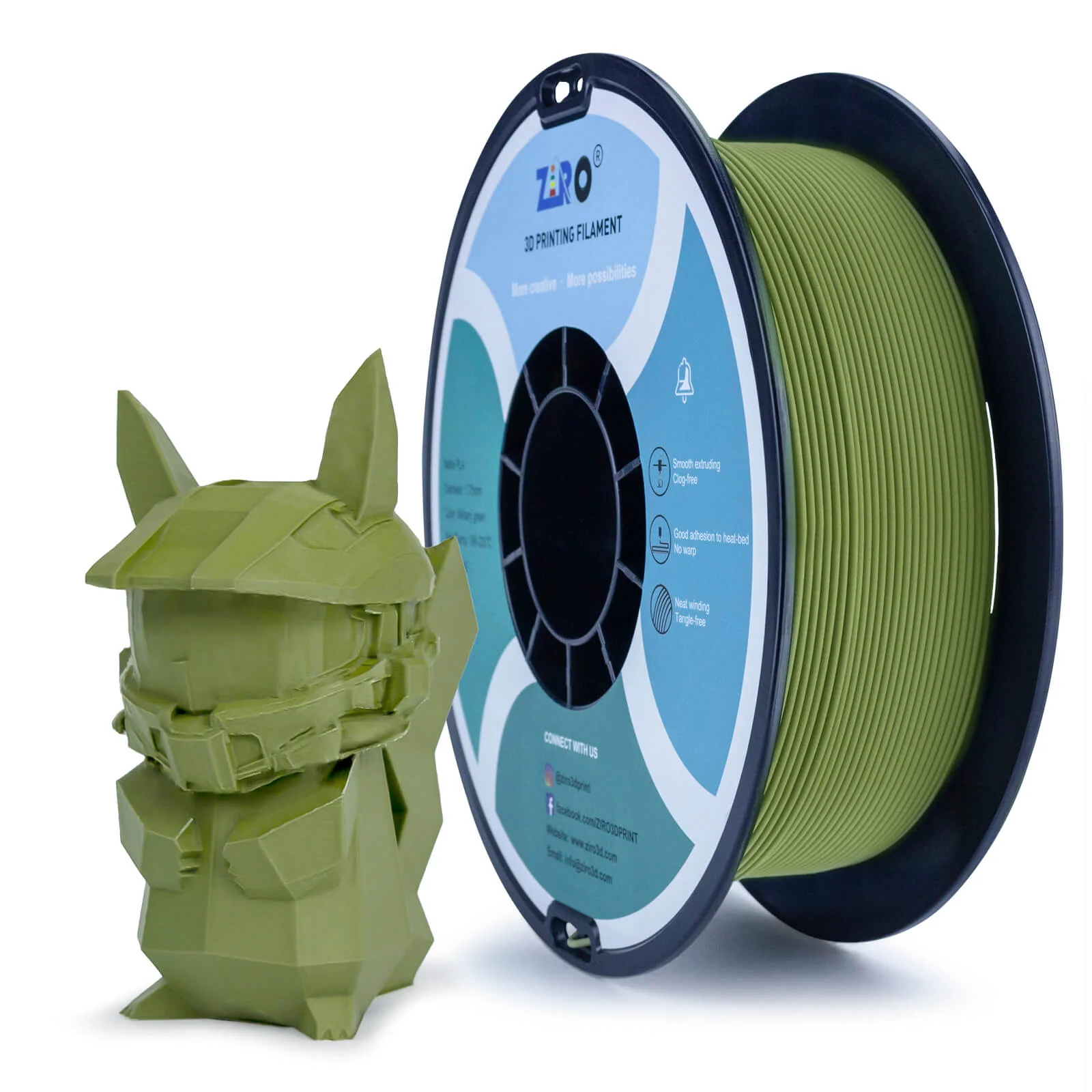 ZIRO Matte PLA Filament 1.75mm, Military Green - Image 5