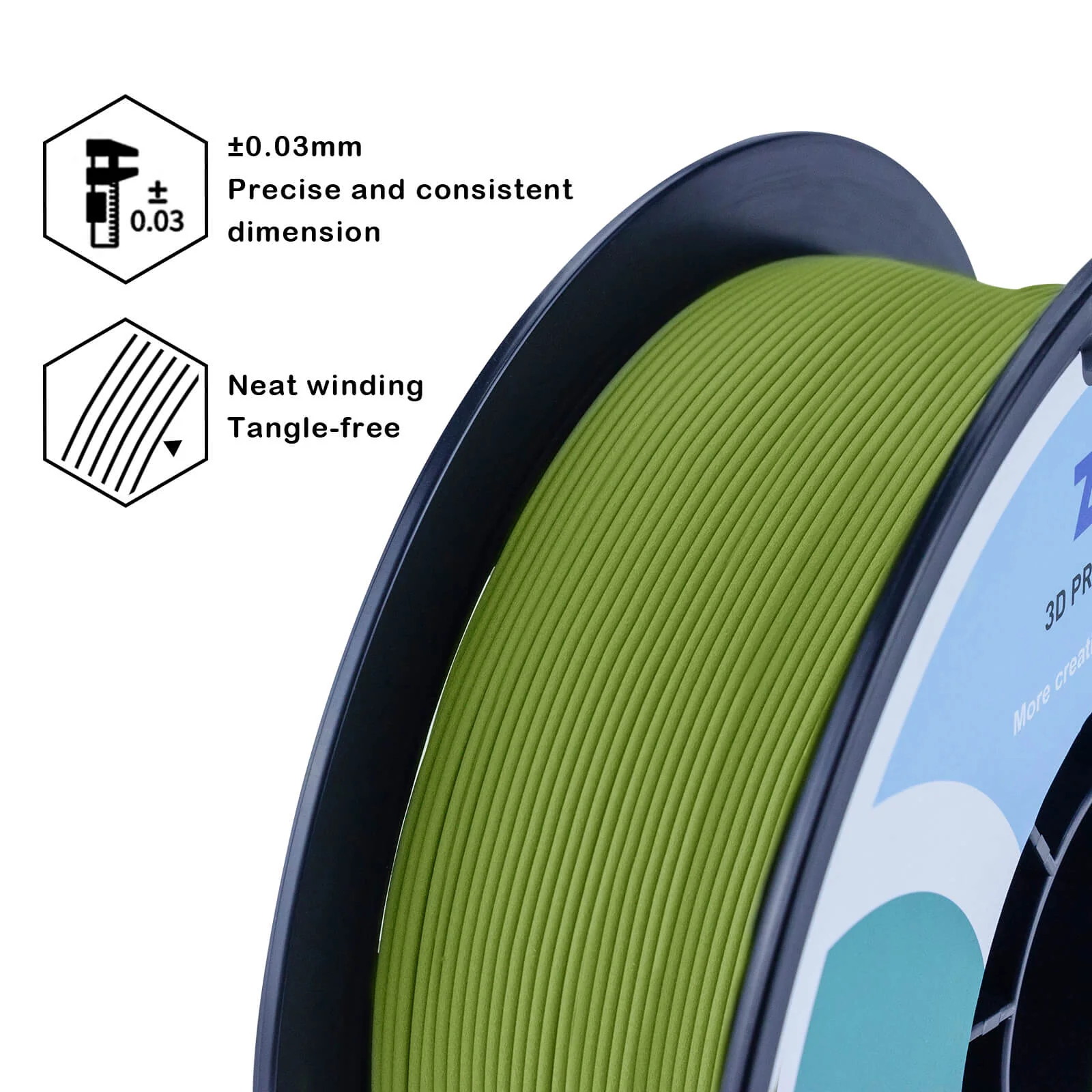 ZIRO Matte PLA Filament 1.75mm, Military Green - Image 8