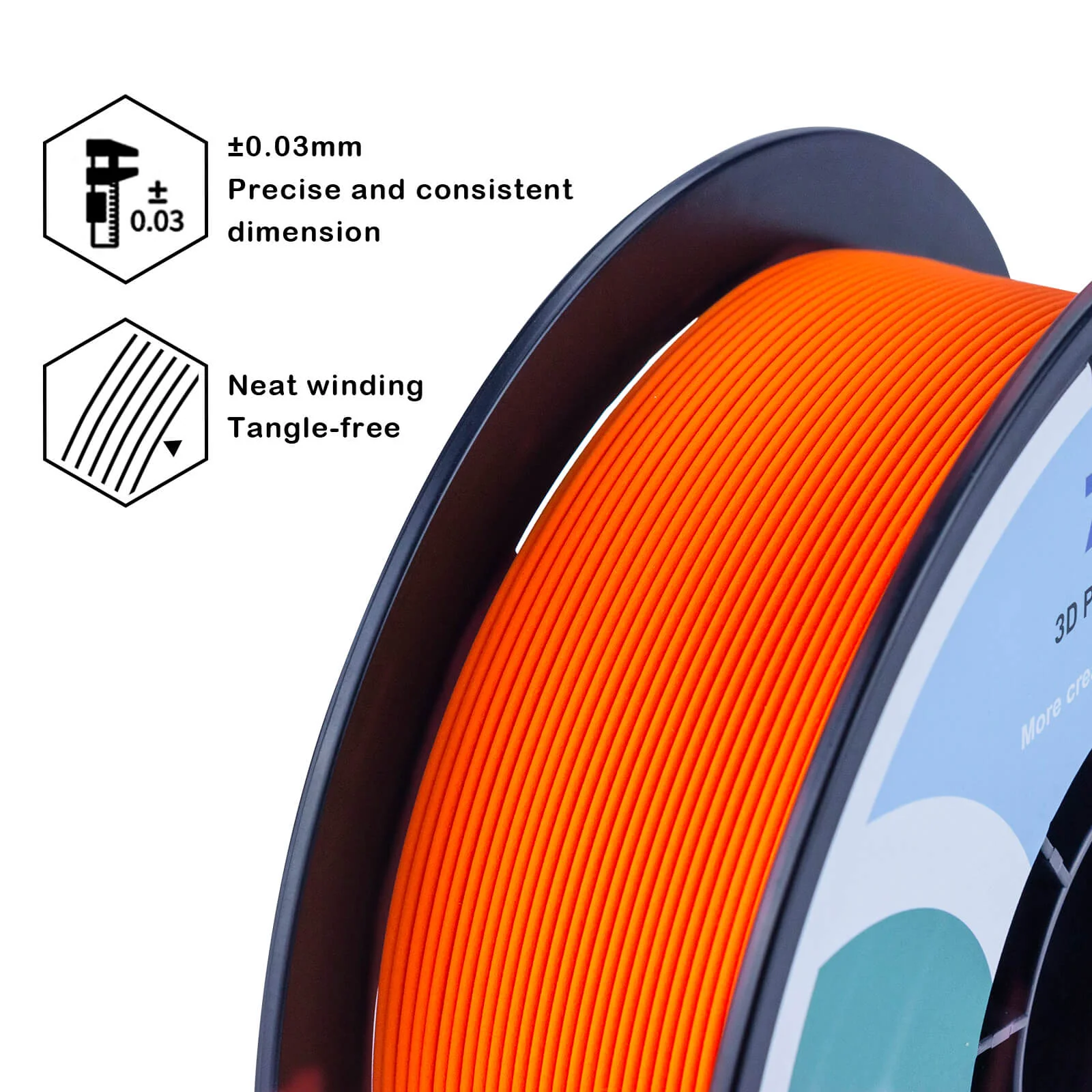 ZIRO Matte PLA Filament 1.75mm, Orange - Image 4