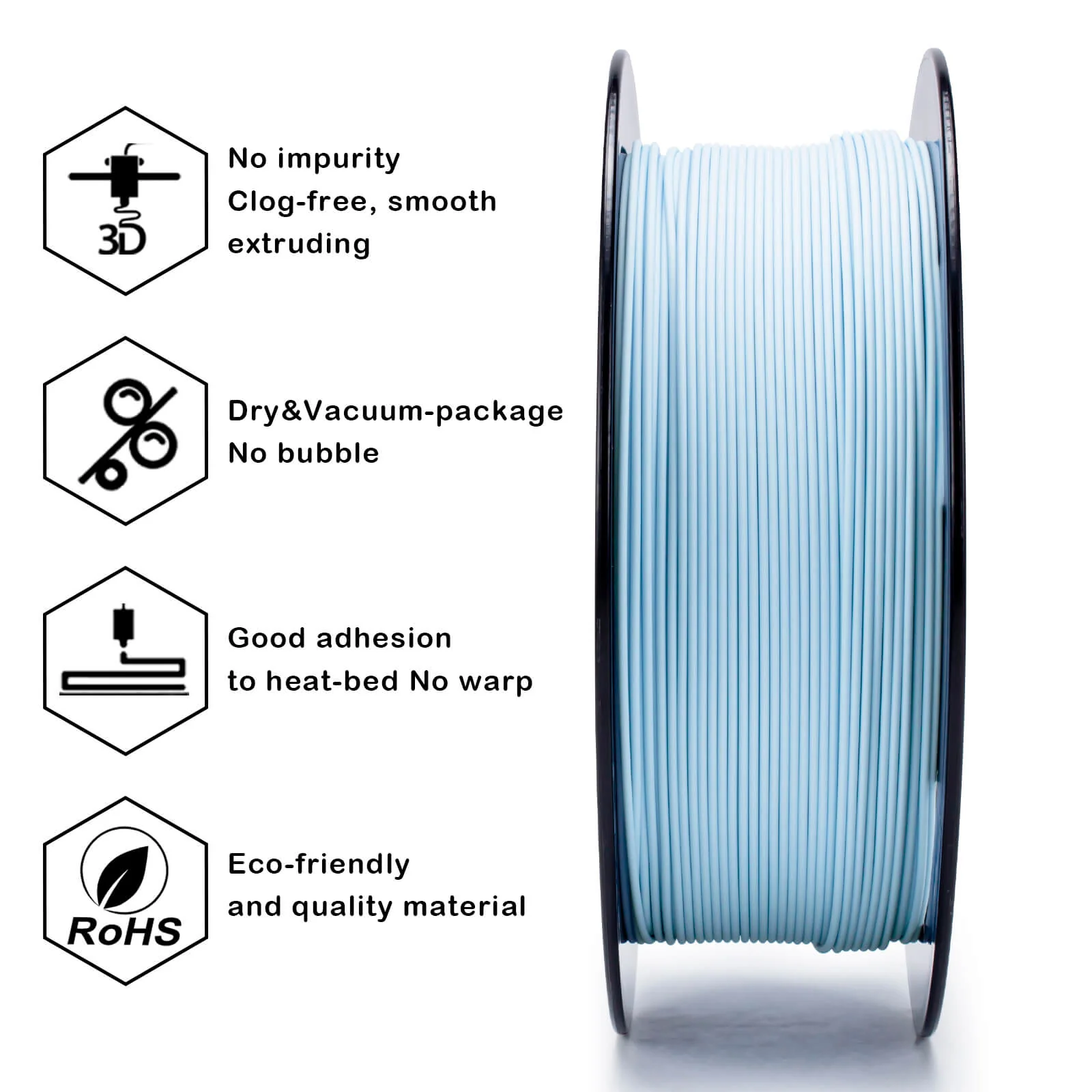 ZIRO Matte PLA Filament 1.75mm, Pastel Blue - Image 6