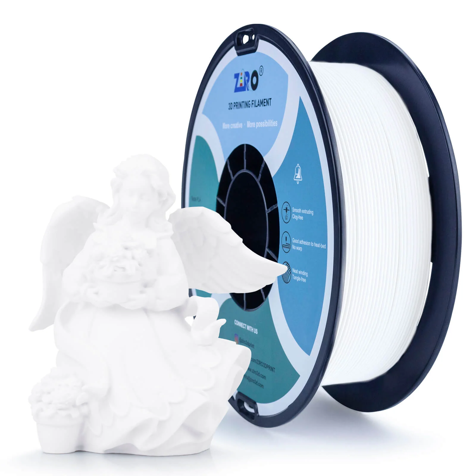 ZIRO Matte PLA Filament 1.75mm, White - Image 3