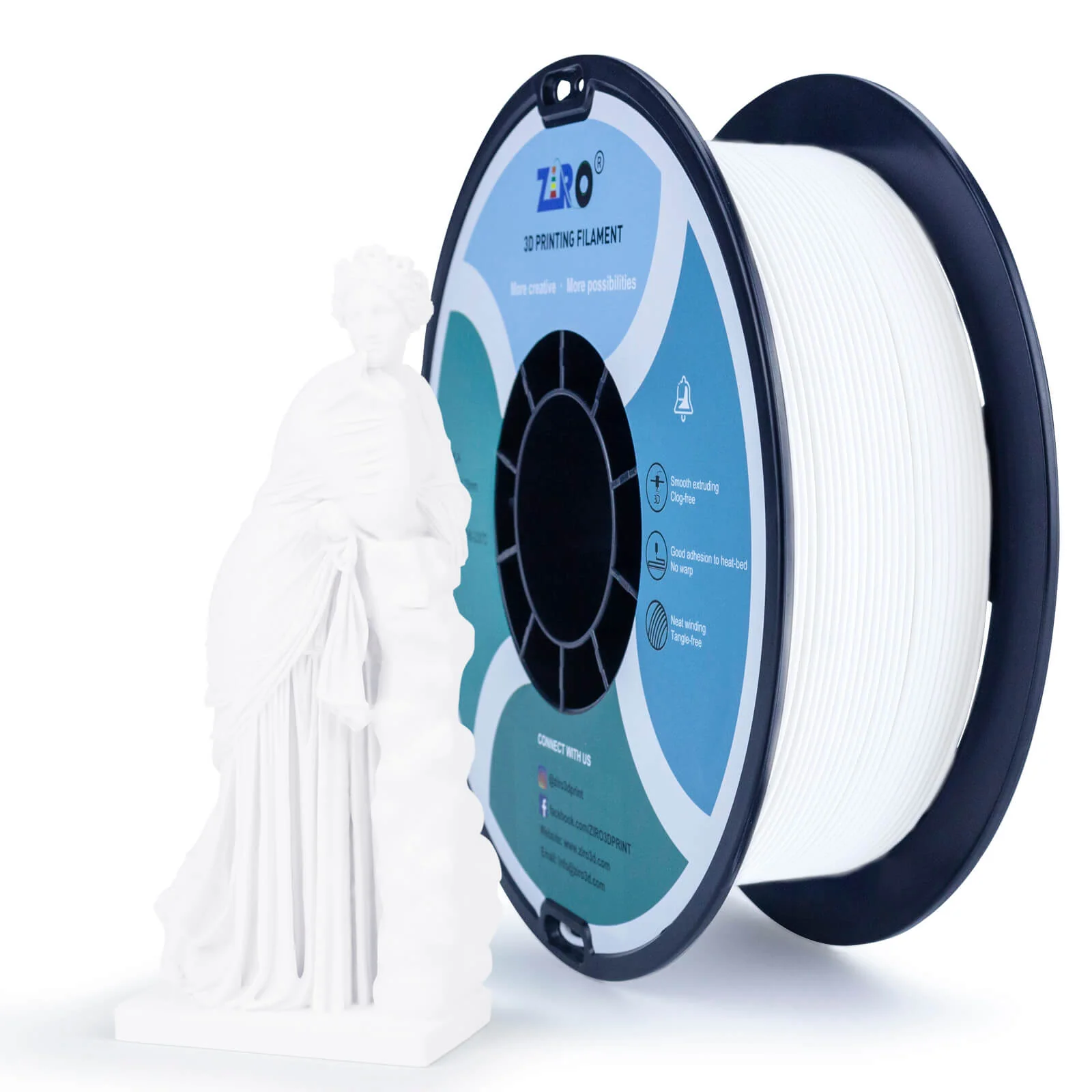 ZIRO Matte PLA Filament 1.75mm, White - Image 4
