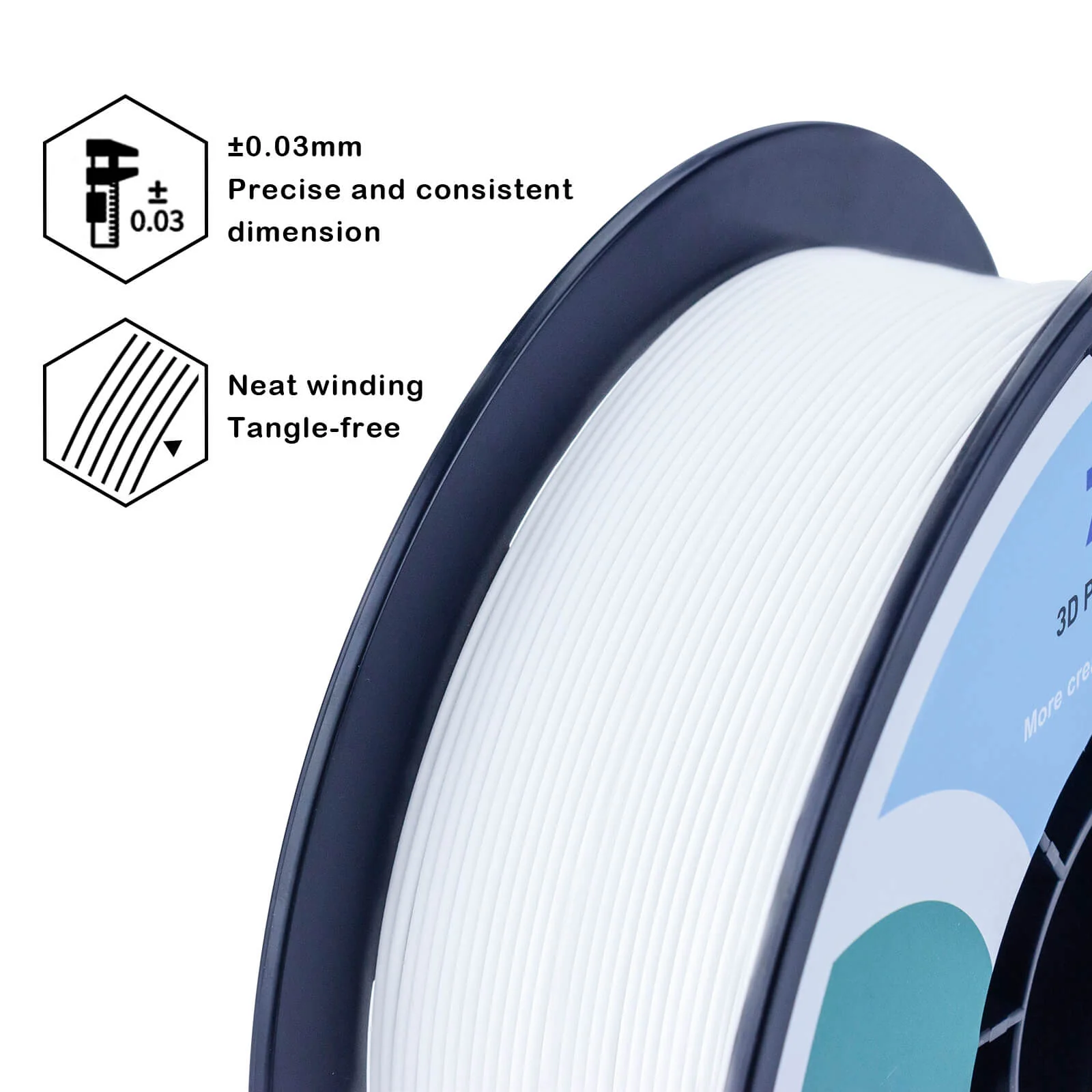ZIRO Matte PLA Filament 1.75mm, White - Image 7