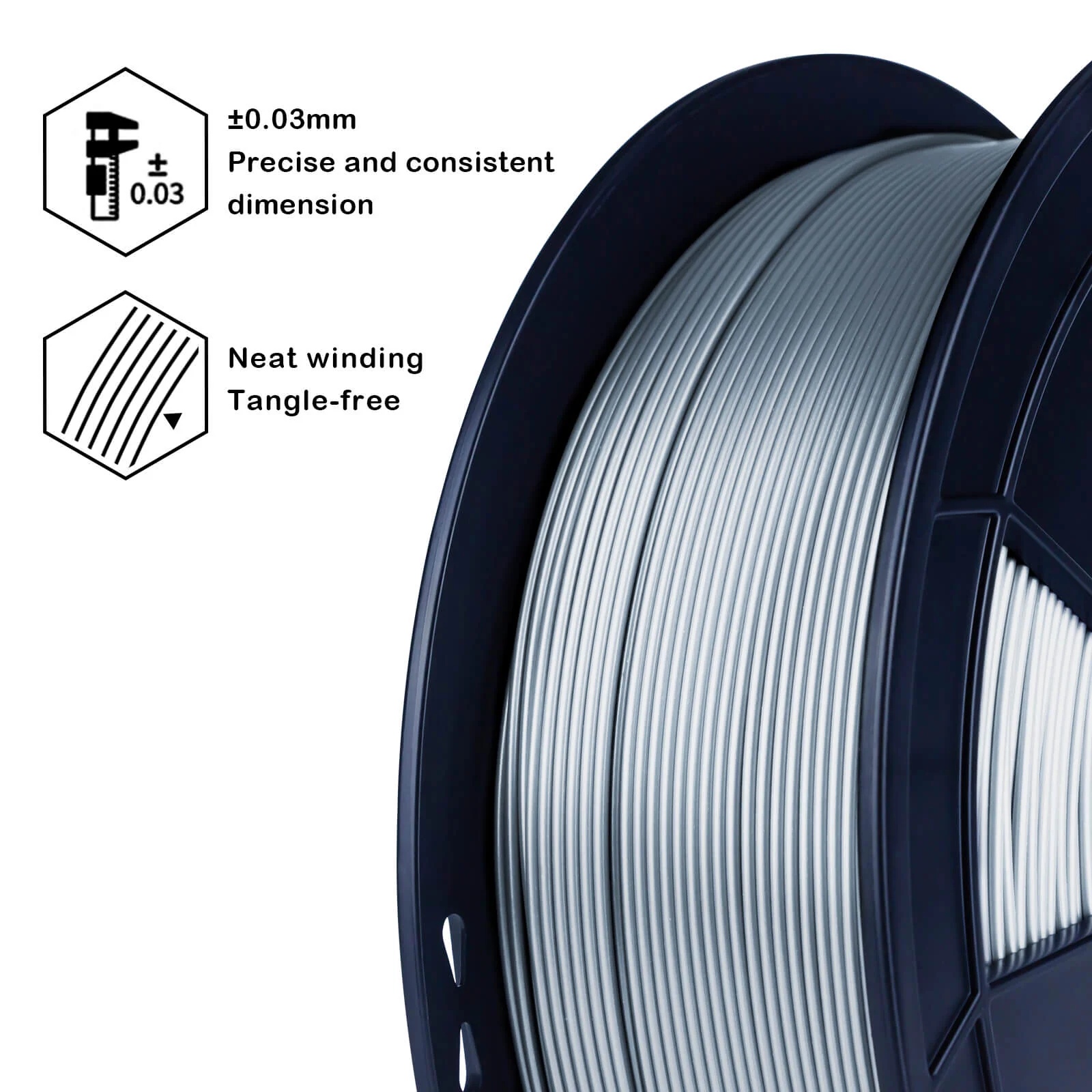 ZIRO Metal PLA Filament 1.75mm, Silver - Image 3