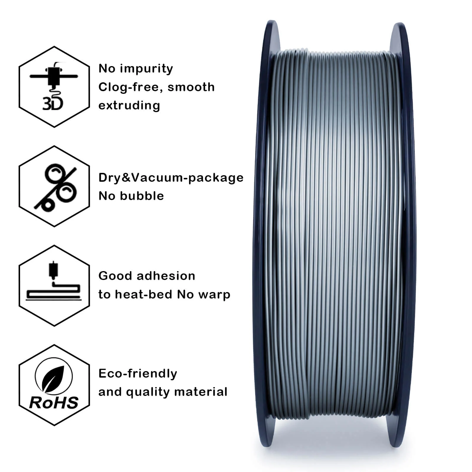 ZIRO Metal PLA Filament 1.75mm, Silver - Image 4