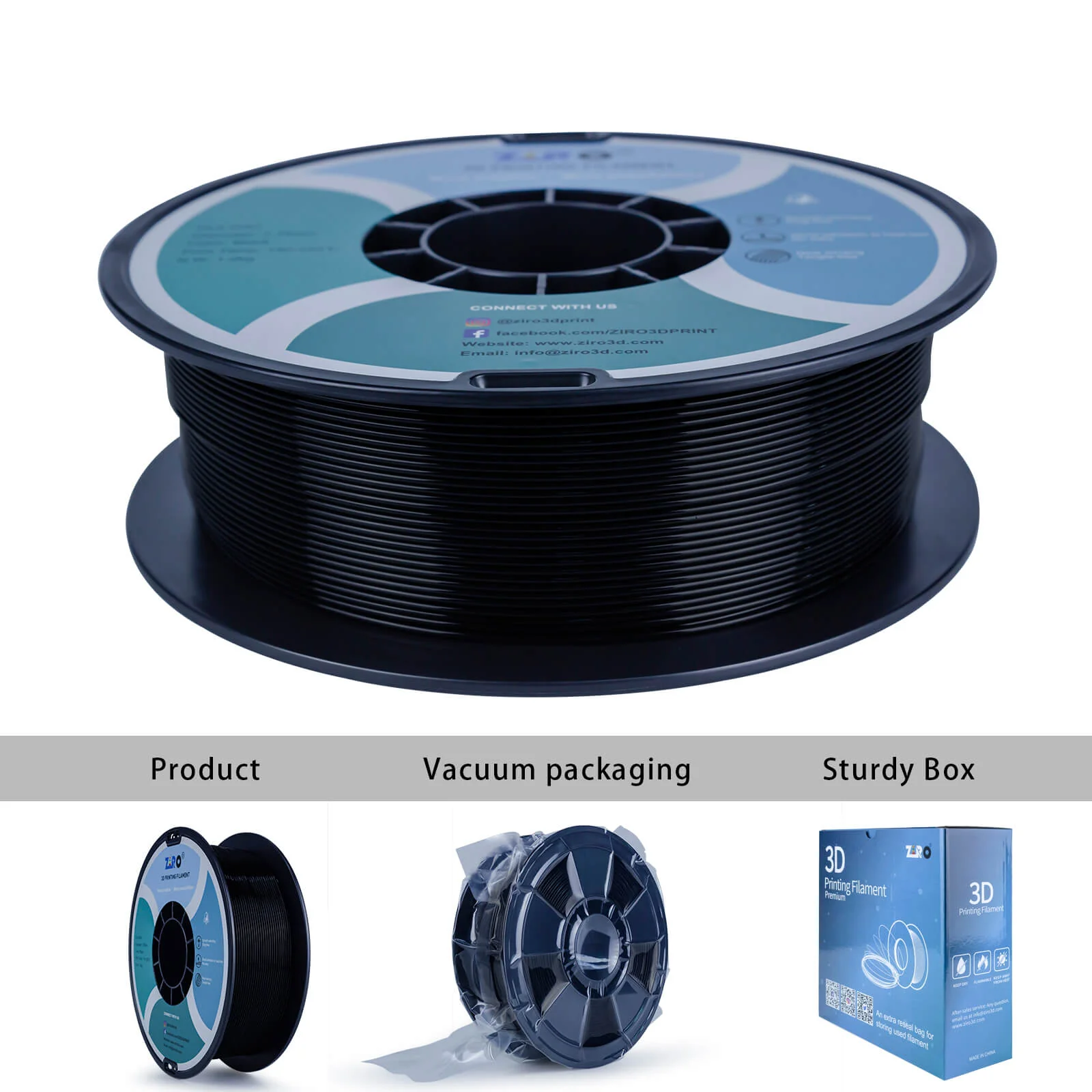 ZIRO PLA PRO Basic Color Series Filament 1.75mm, Black - Image 7