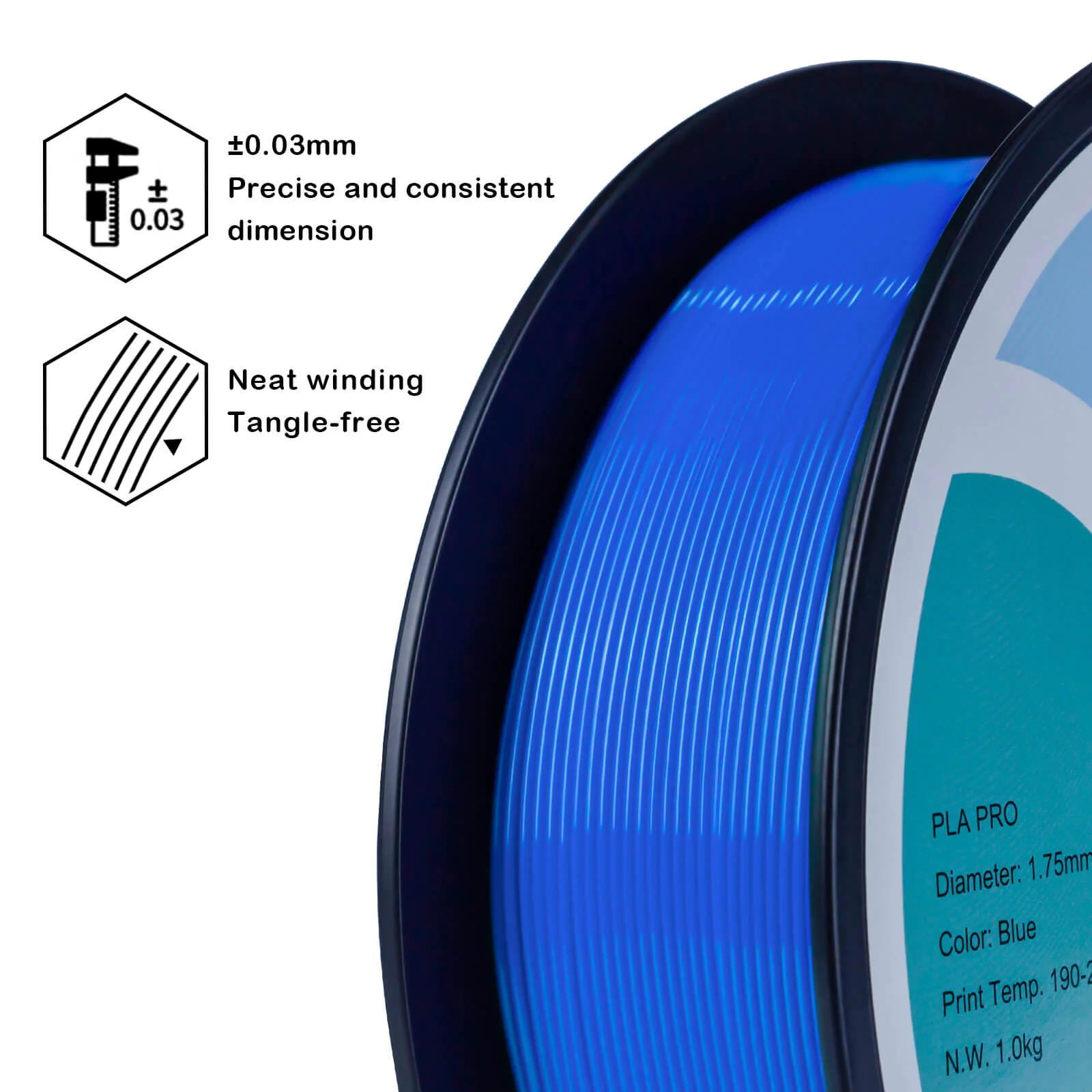 ZIRO PLA PRO Basic Color Series Filament 1.75mm, Blue - Image 4