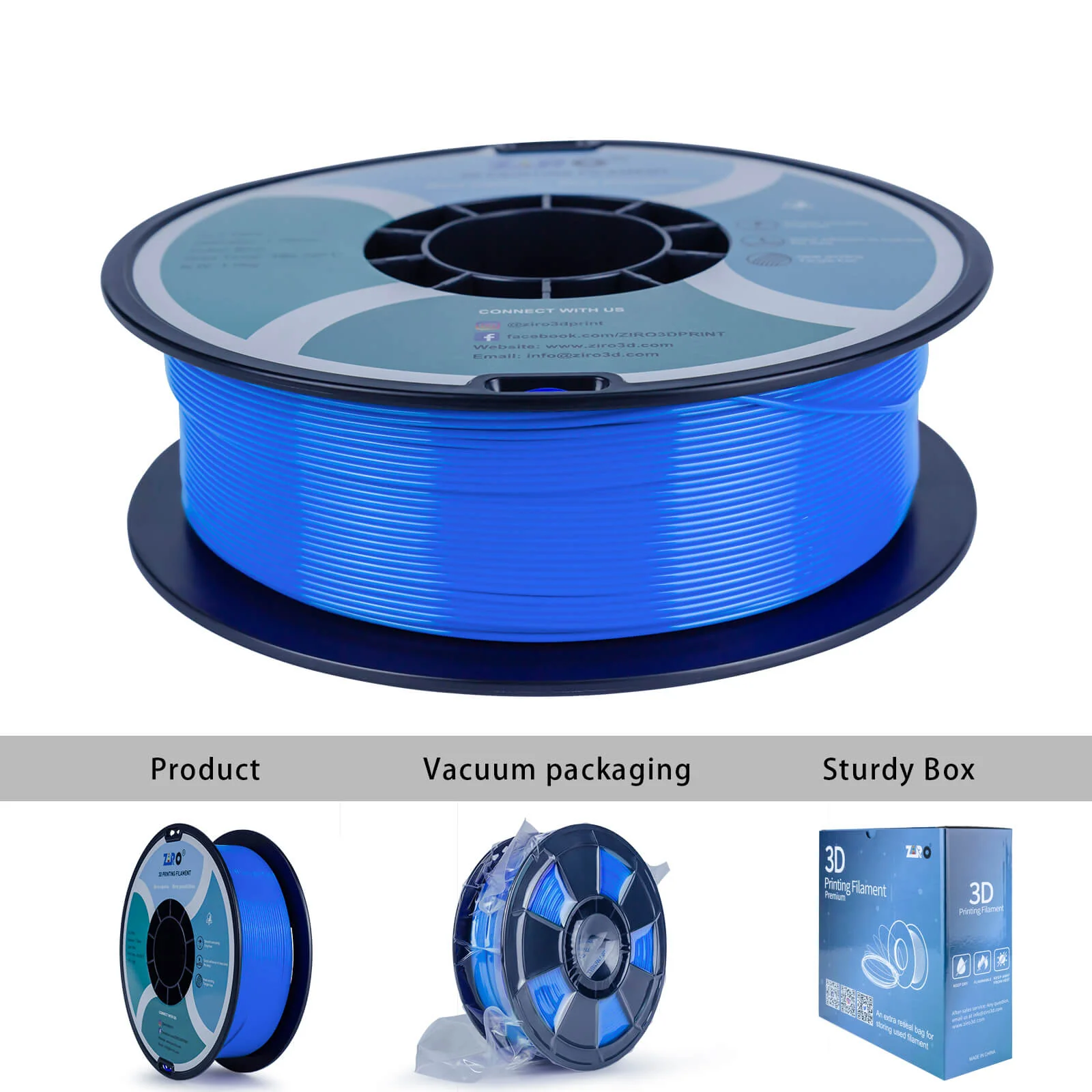 ZIRO PLA PRO Basic Color Series Filament 1.75mm, Blue - Image 7