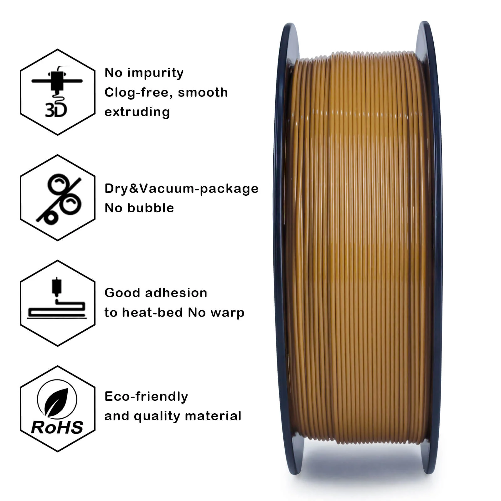 ZIRO PLA PRO Basic Color Series Filament 1.75mm, Brown - Image 4
