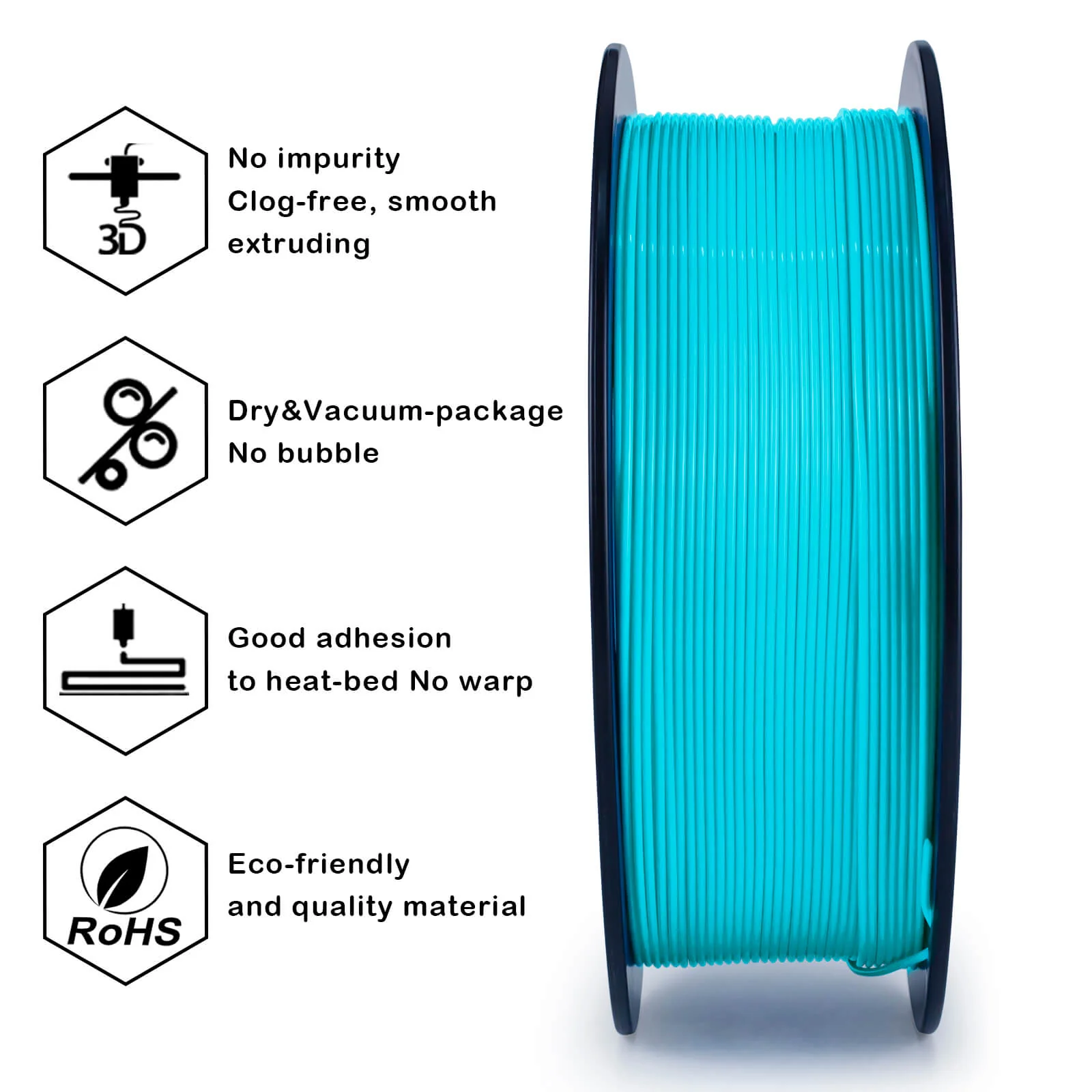 ZIRO PLA PRO Basic Color Series Filament 1.75mm, Cyan - Image 5