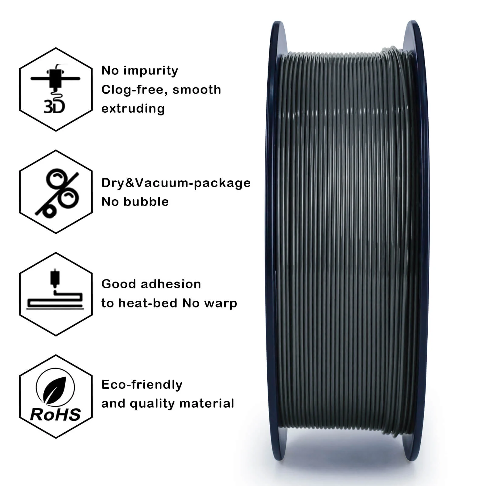 ZIRO PLA PRO Basic Color Series Filament 1.75mm, Dark Gray - Image 4