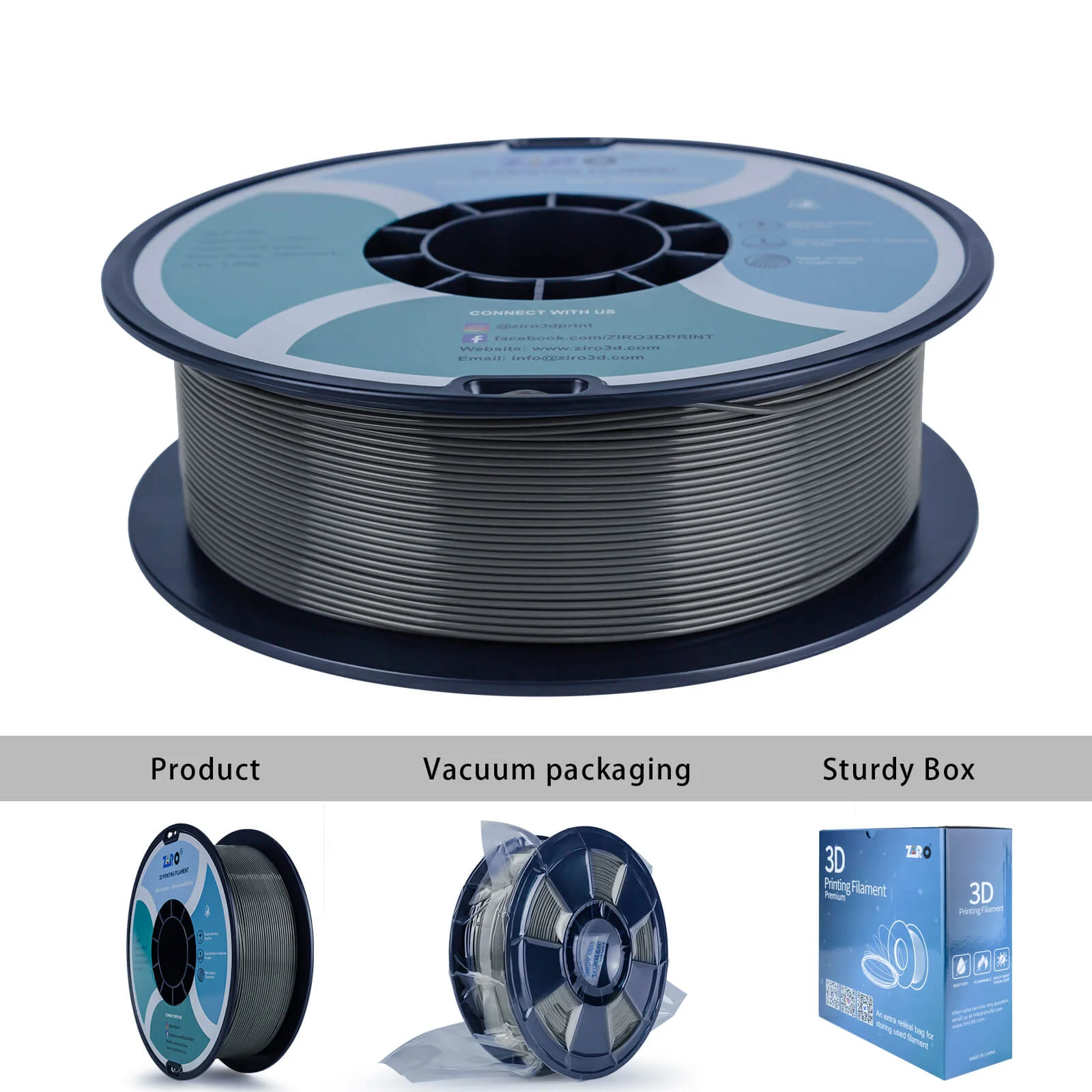 ZIRO PLA PRO Basic Color Series Filament 1.75mm, Dark Gray - Image 7