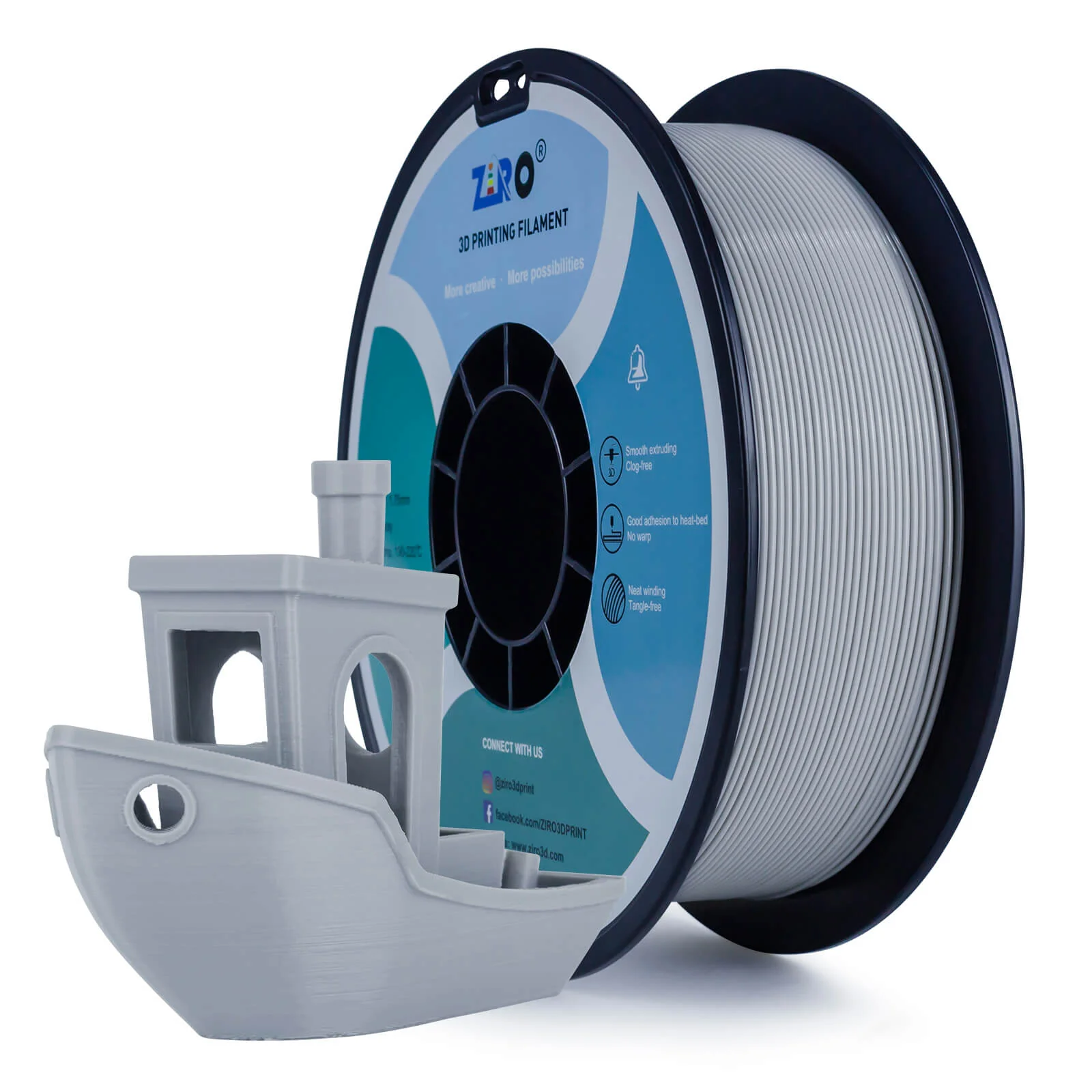 ZIRO PLA PRO Basic Color Series Filament 1.75mm, Gray - Image 4
