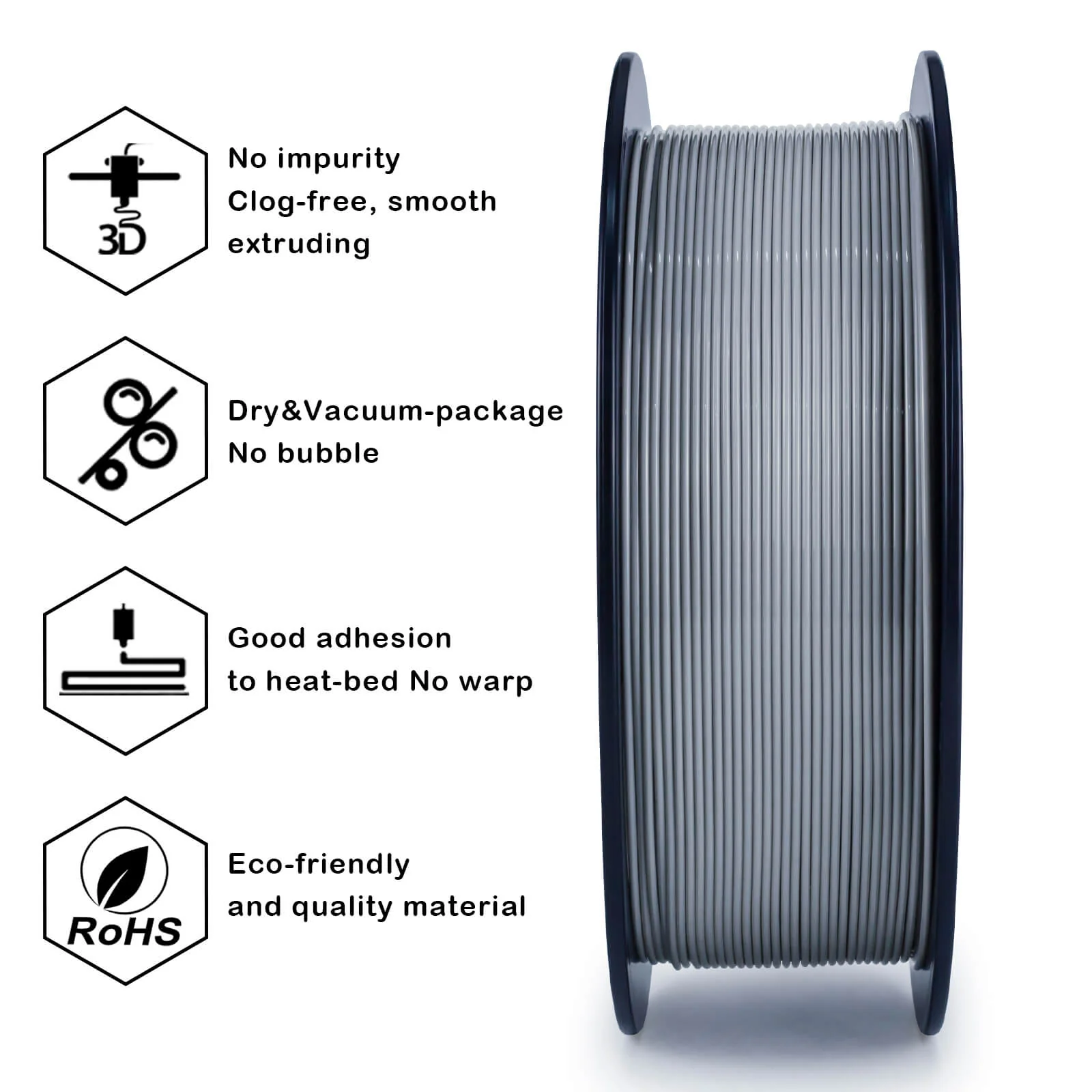 ZIRO PLA PRO Basic Color Series Filament 1.75mm, Gray - Image 8