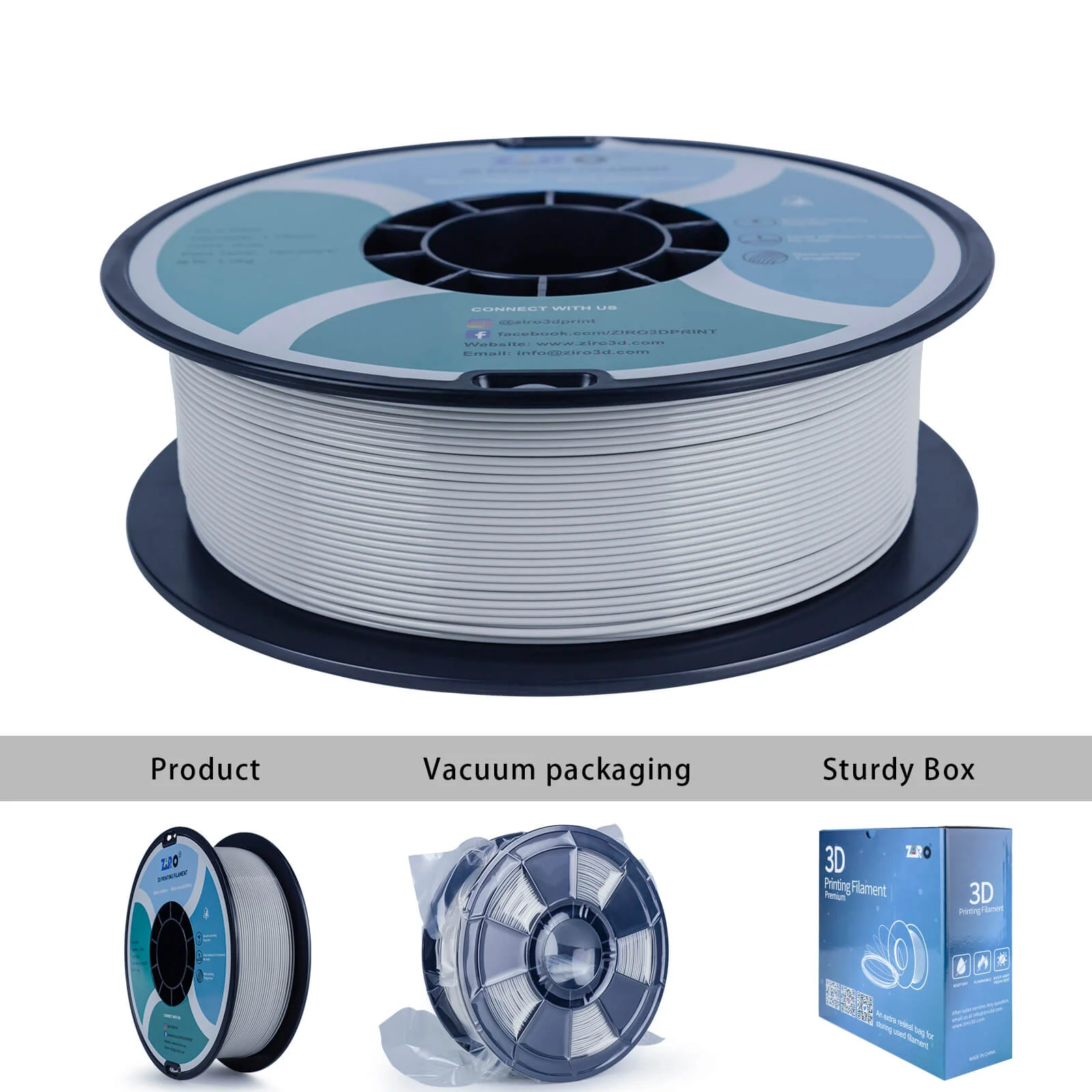 ZIRO PLA PRO Basic Color Series Filament 1.75mm, Gray - Image 9