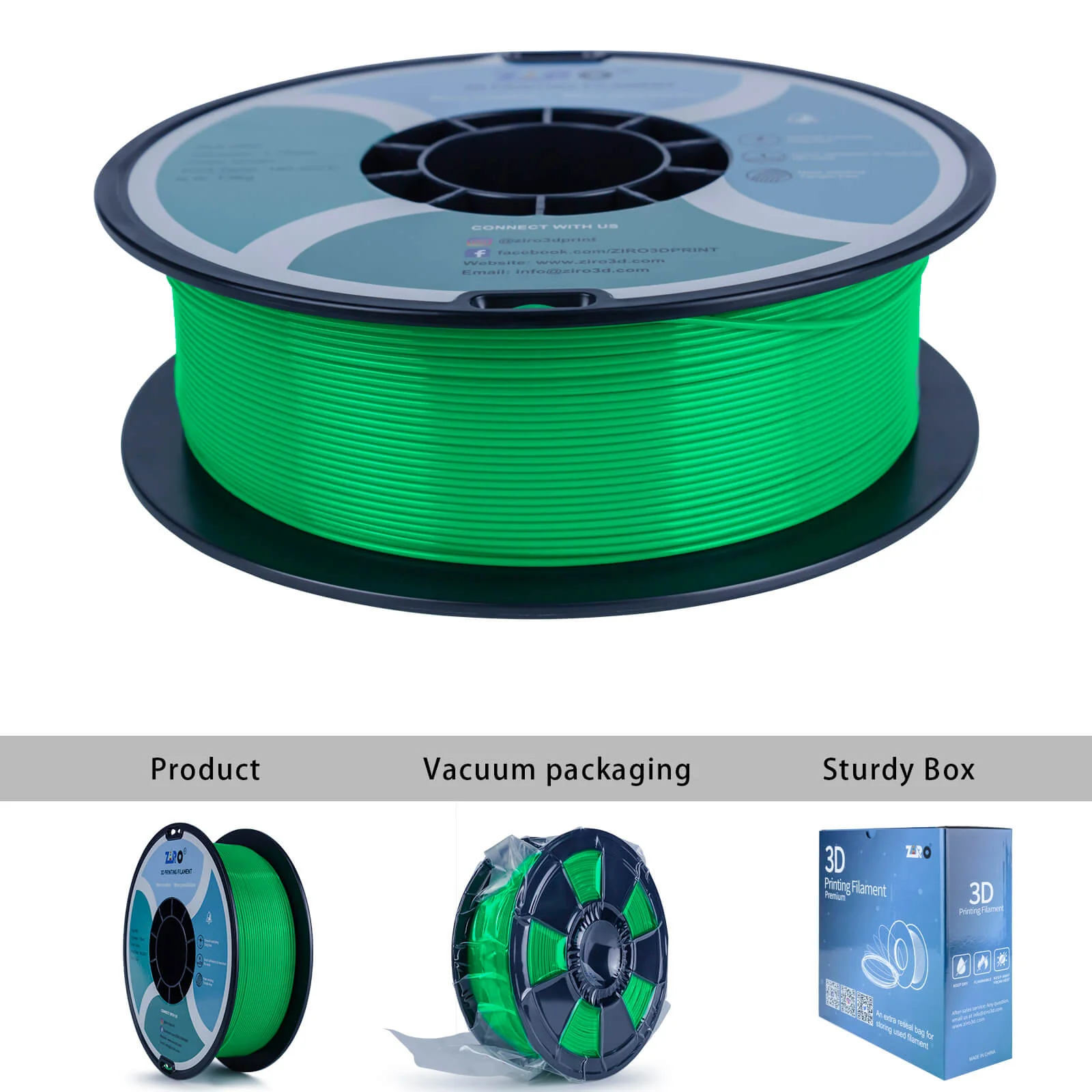 ZIRO PLA PRO Basic Color Series Filament 1.75mm, Green - Image 7