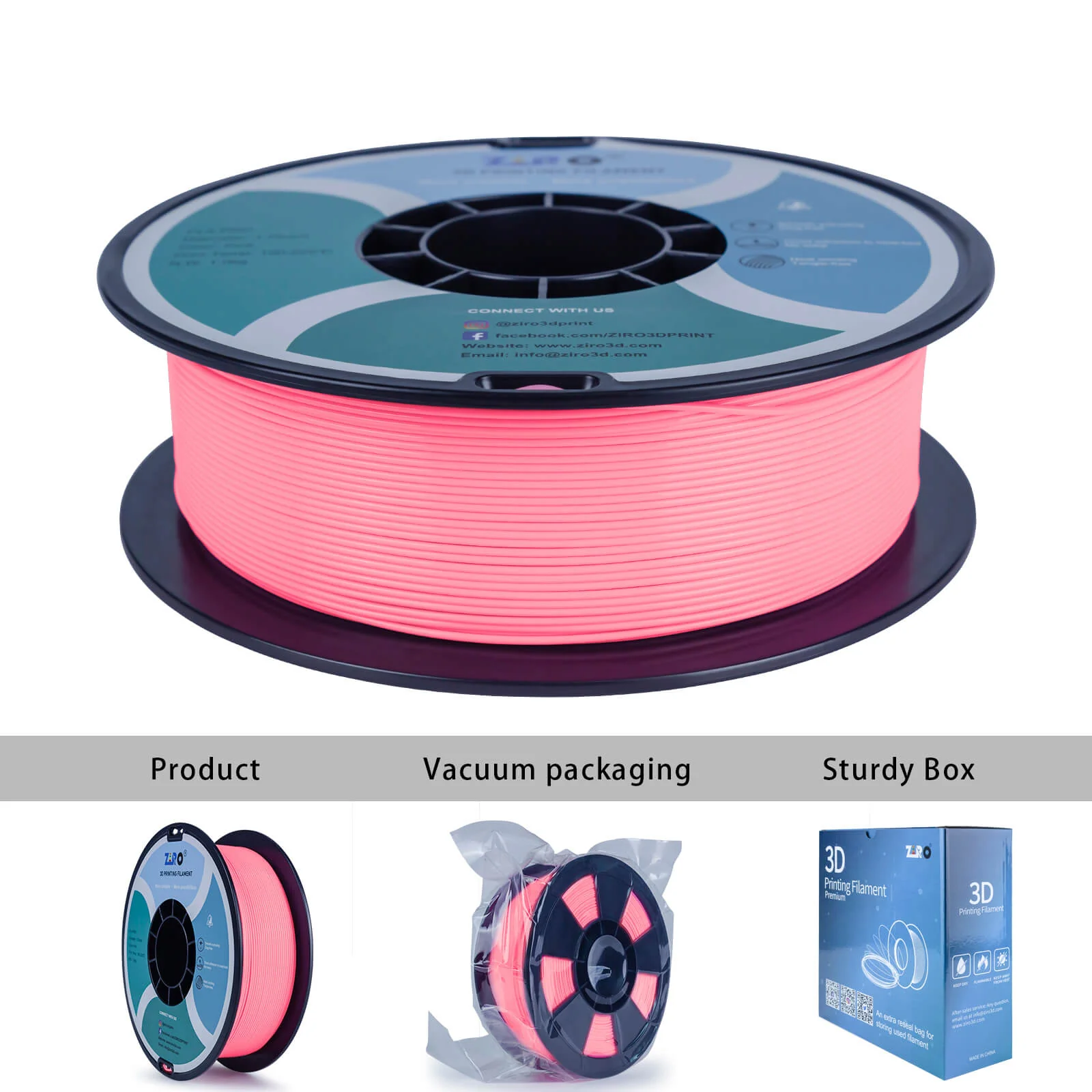 ZIRO PLA PRO Basic Color Series Filament 1.75mm, Pink - Image 9