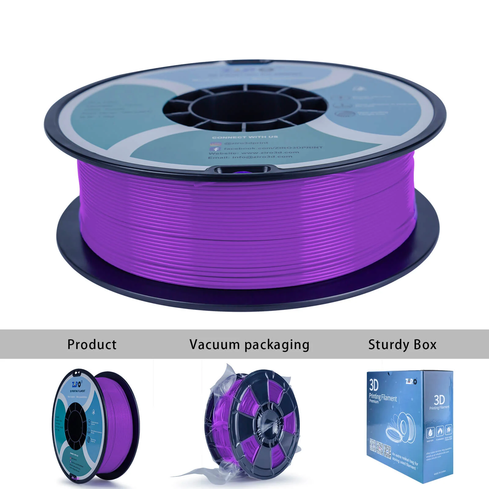 ZIRO PLA PRO Basic Color Series Filament 1.75mm, Purple - Image 7