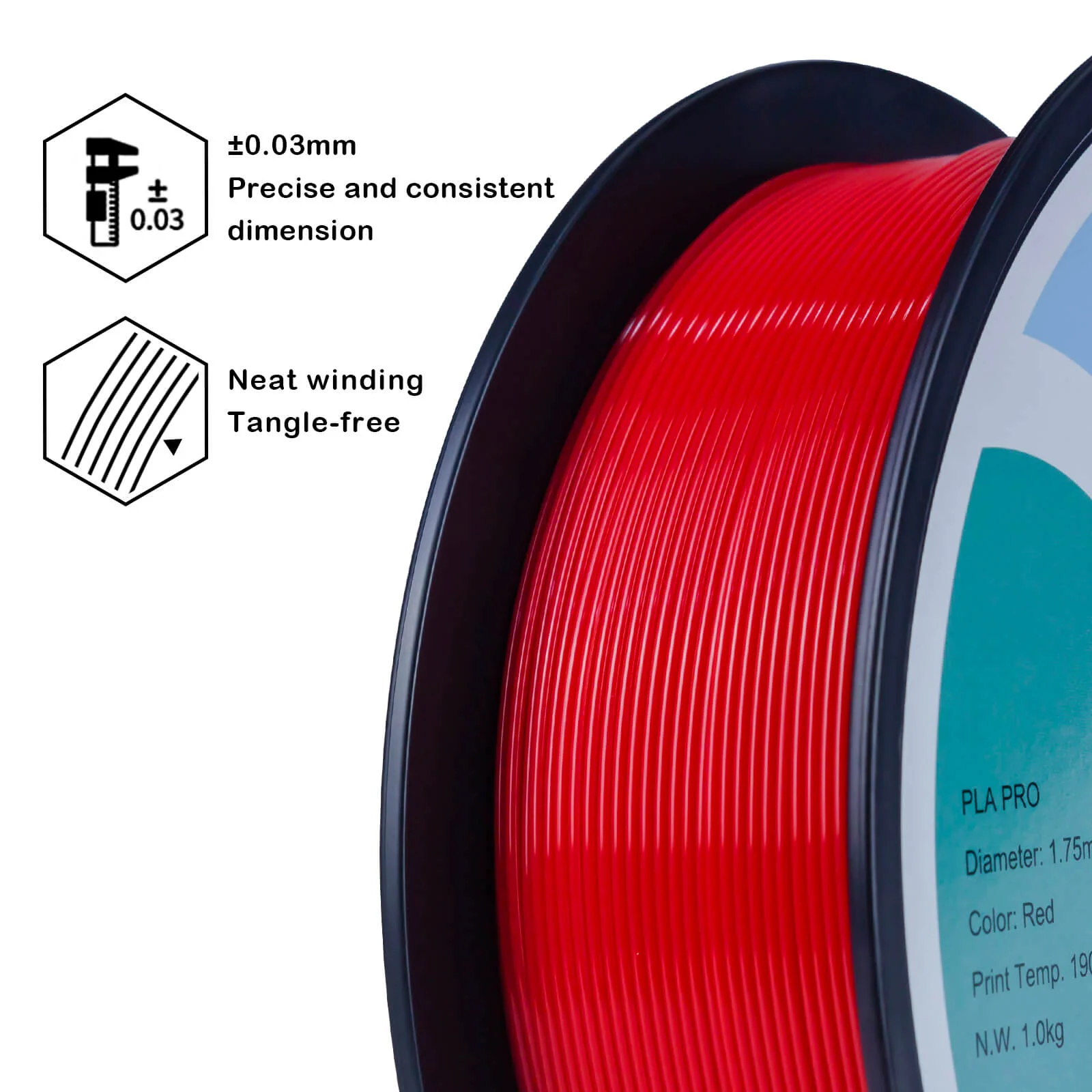 ZIRO PLA PRO Basic Color Series Filament 1.75mm, Red - Image 10