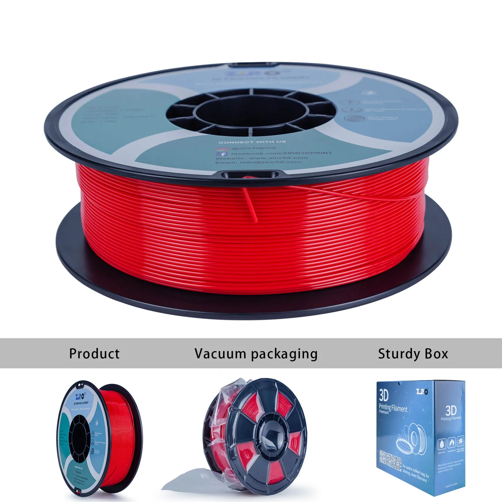 ZIRO PLA PRO Basic Color Series Filament 1.75mm, Red - Image 12