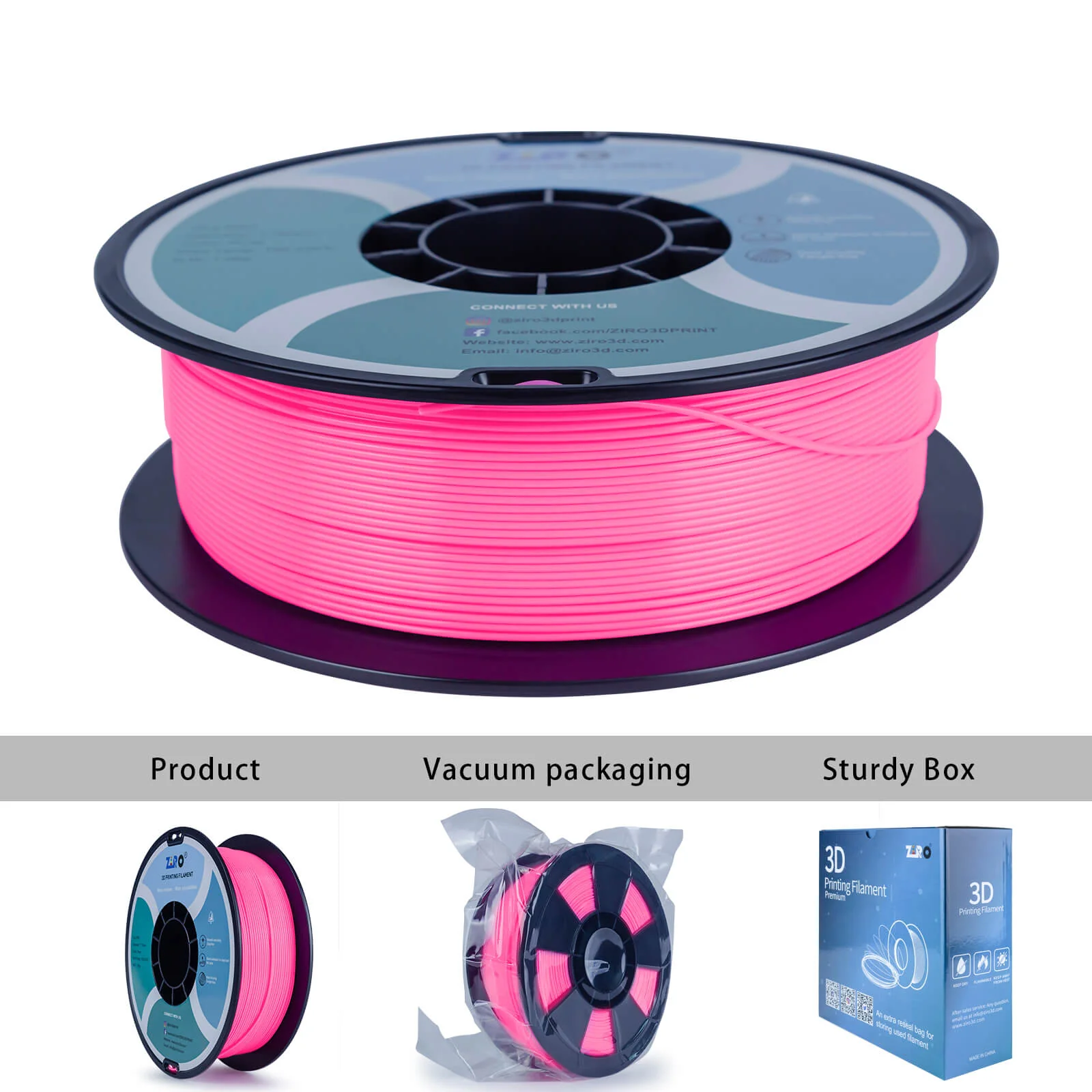 ZIRO PLA PRO Basic Color Series Filament 1.75mm, Rose - Image 7