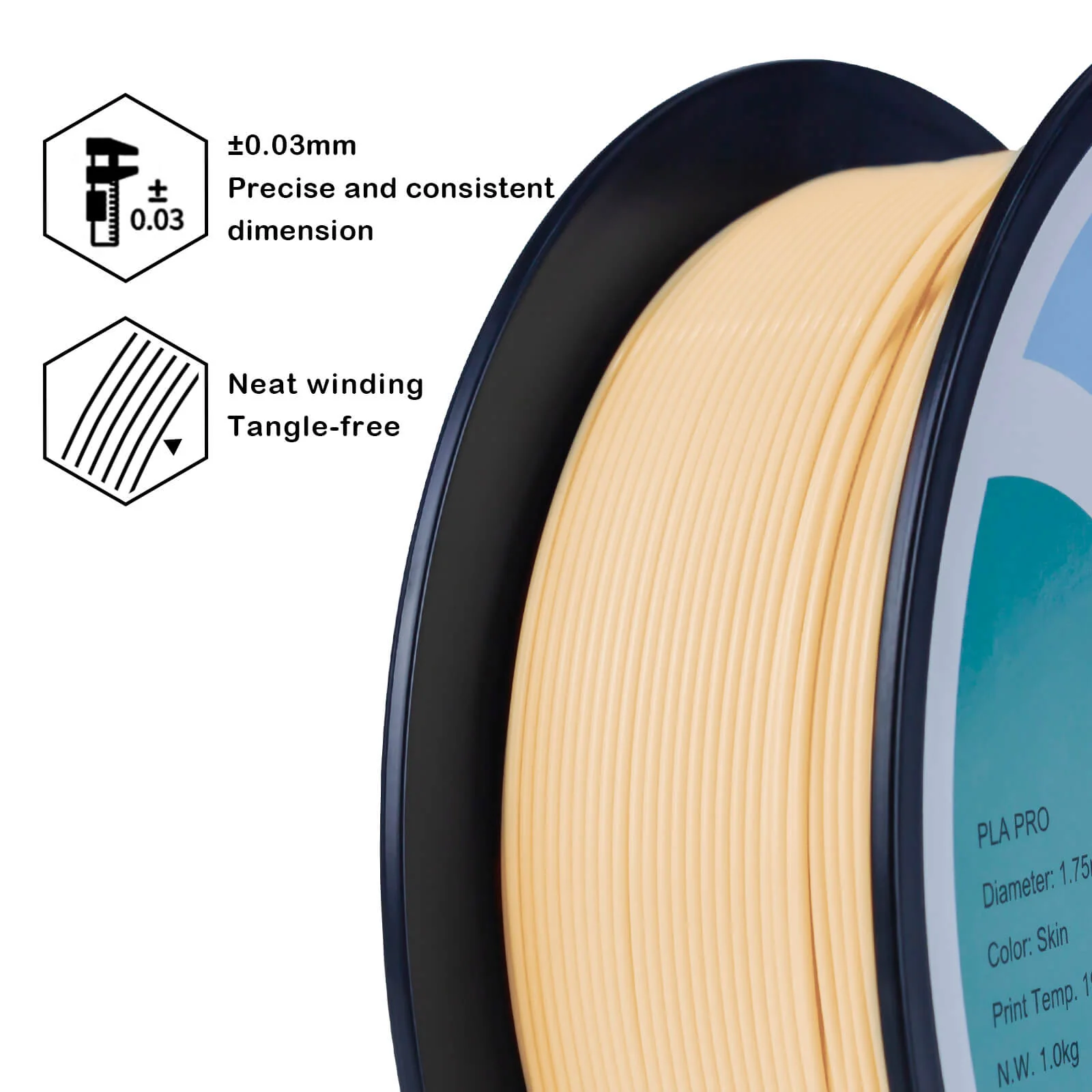 ZIRO PLA PRO Basic Color Series Filament 1.75mm, Skin - Image 4