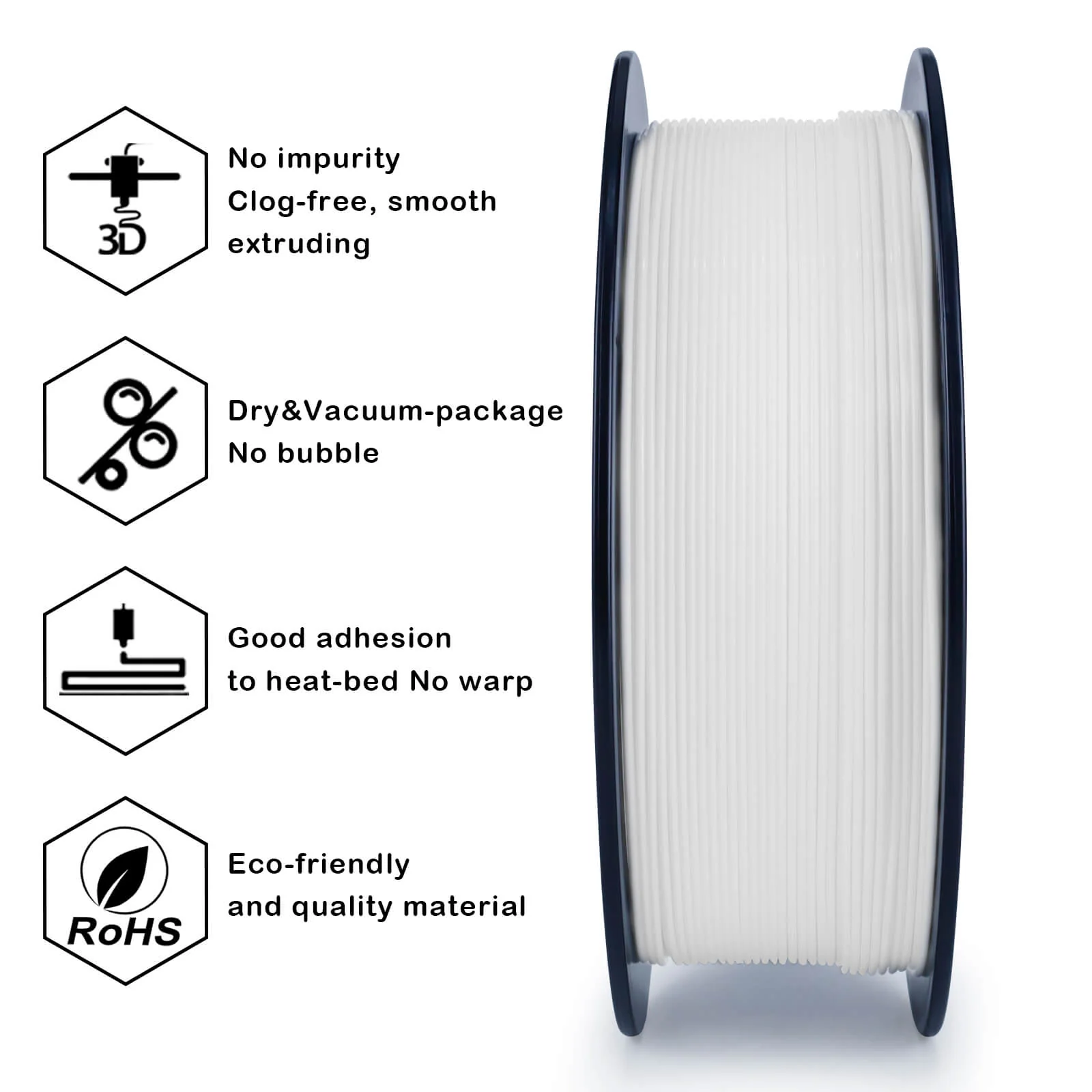 ZIRO PLA PRO Basic Color Series Filament 1.75mm, Snow White - Image 6