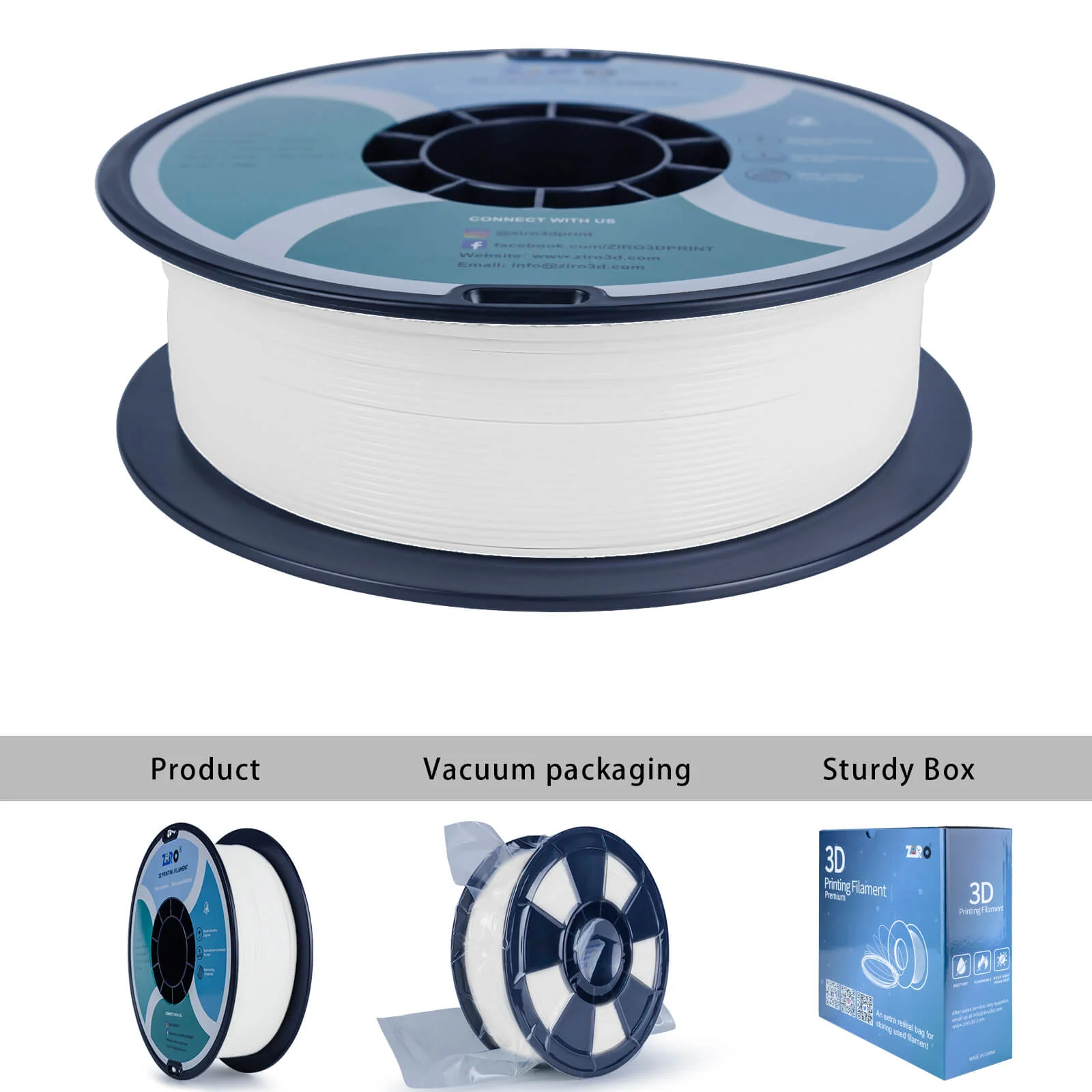 ZIRO PLA PRO Basic Color Series Filament 1.75mm, Snow White - Image 8
