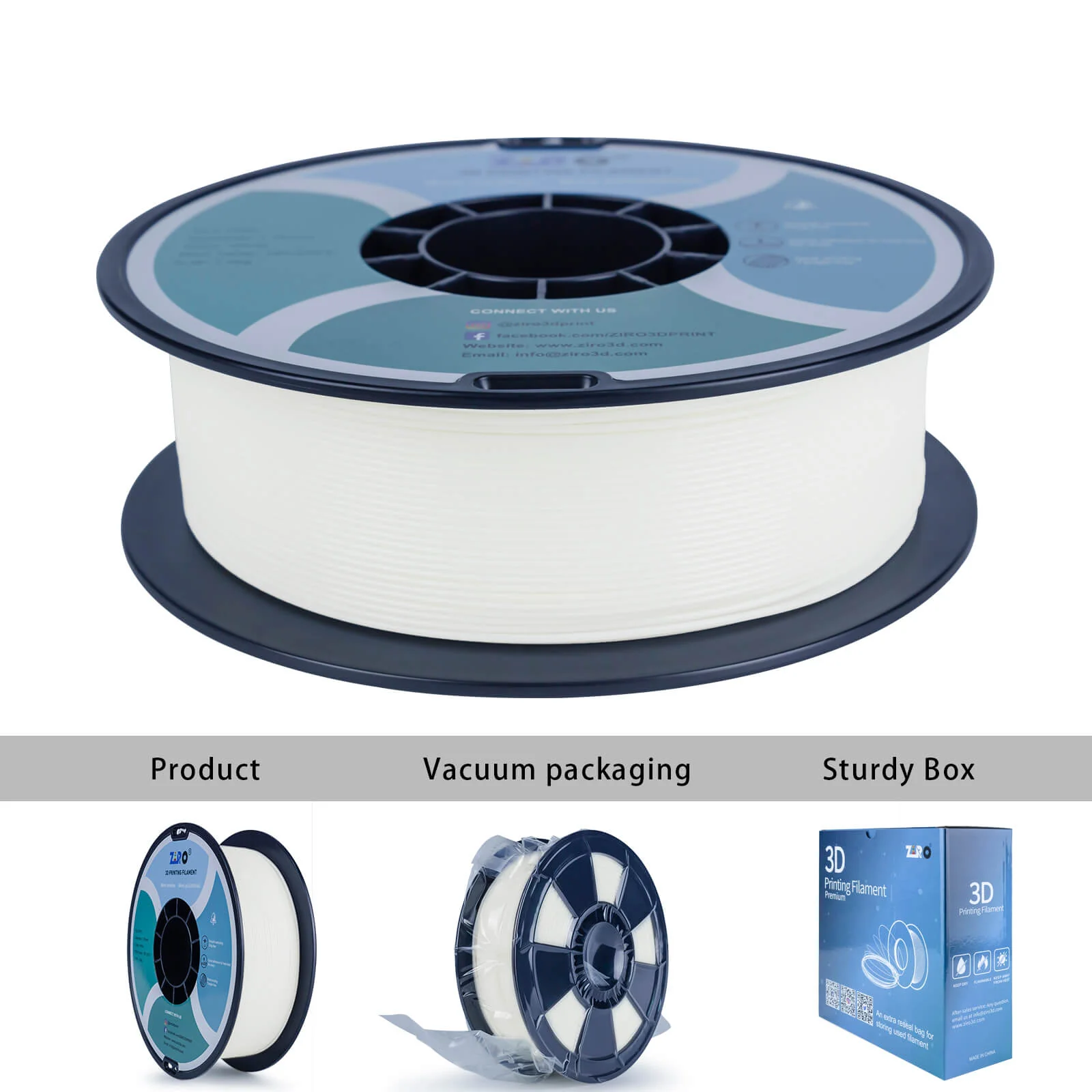 ZIRO PLA PRO Basic Color Series Filament 1.75mm, White - Image 8