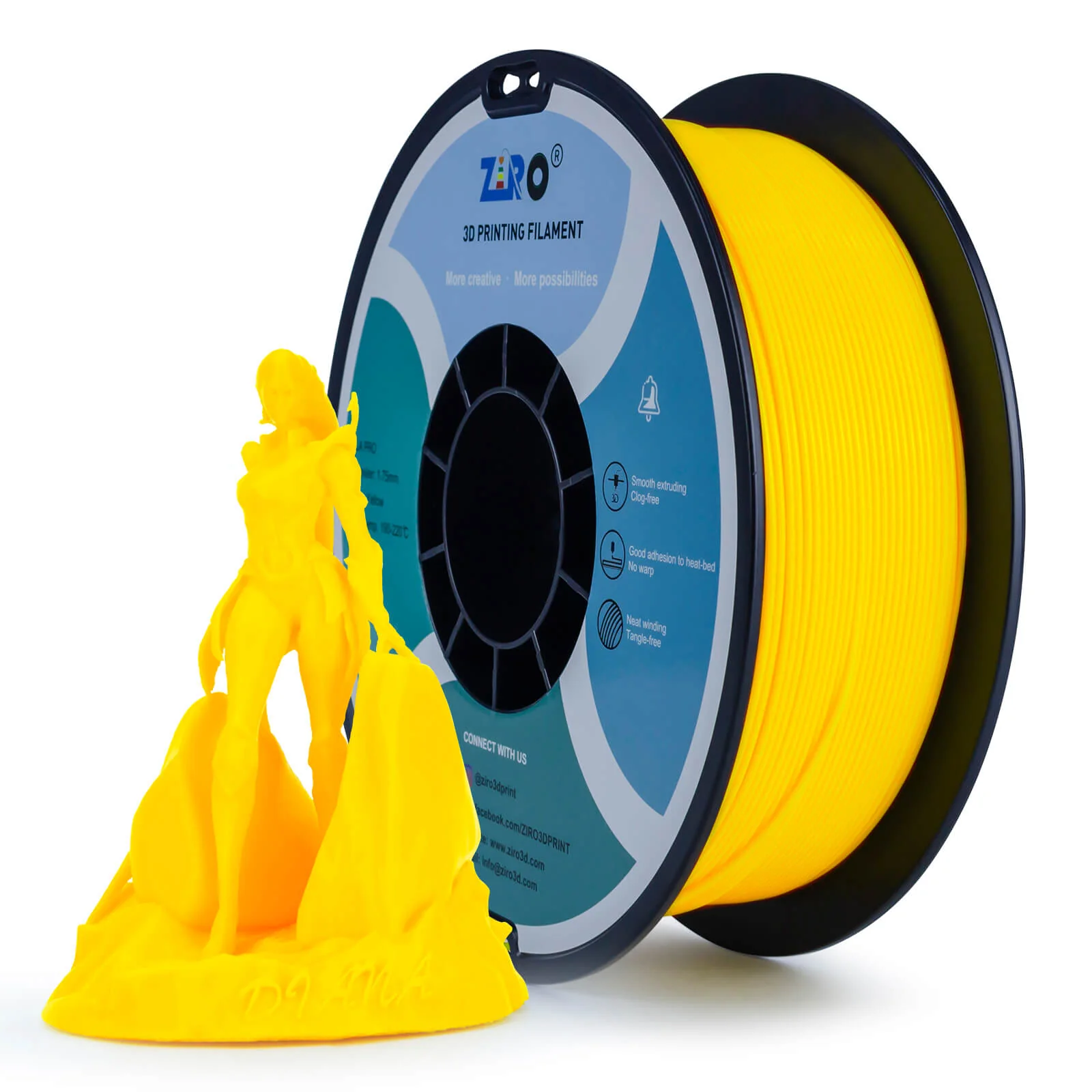 ZIRO PLA PRO Basic Color Series Filament 1.75mm, Yellow - Image 3