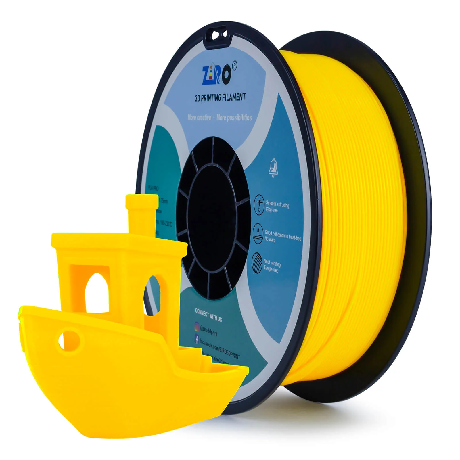 ZIRO PLA PRO Basic Color Series Filament 1.75mm, Yellow - Image 4