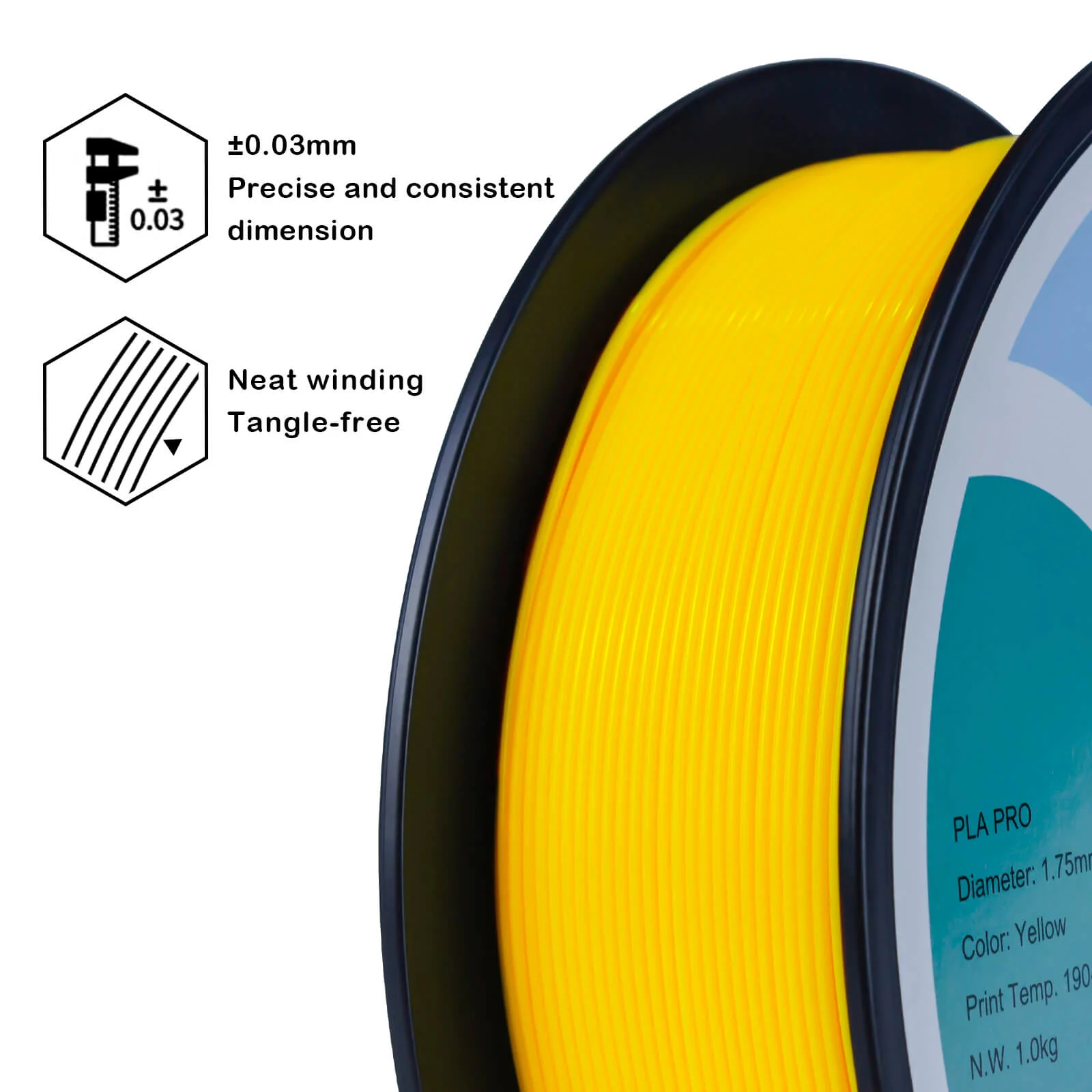 ZIRO PLA PRO Basic Color Series Filament 1.75mm, Yellow - Image 8