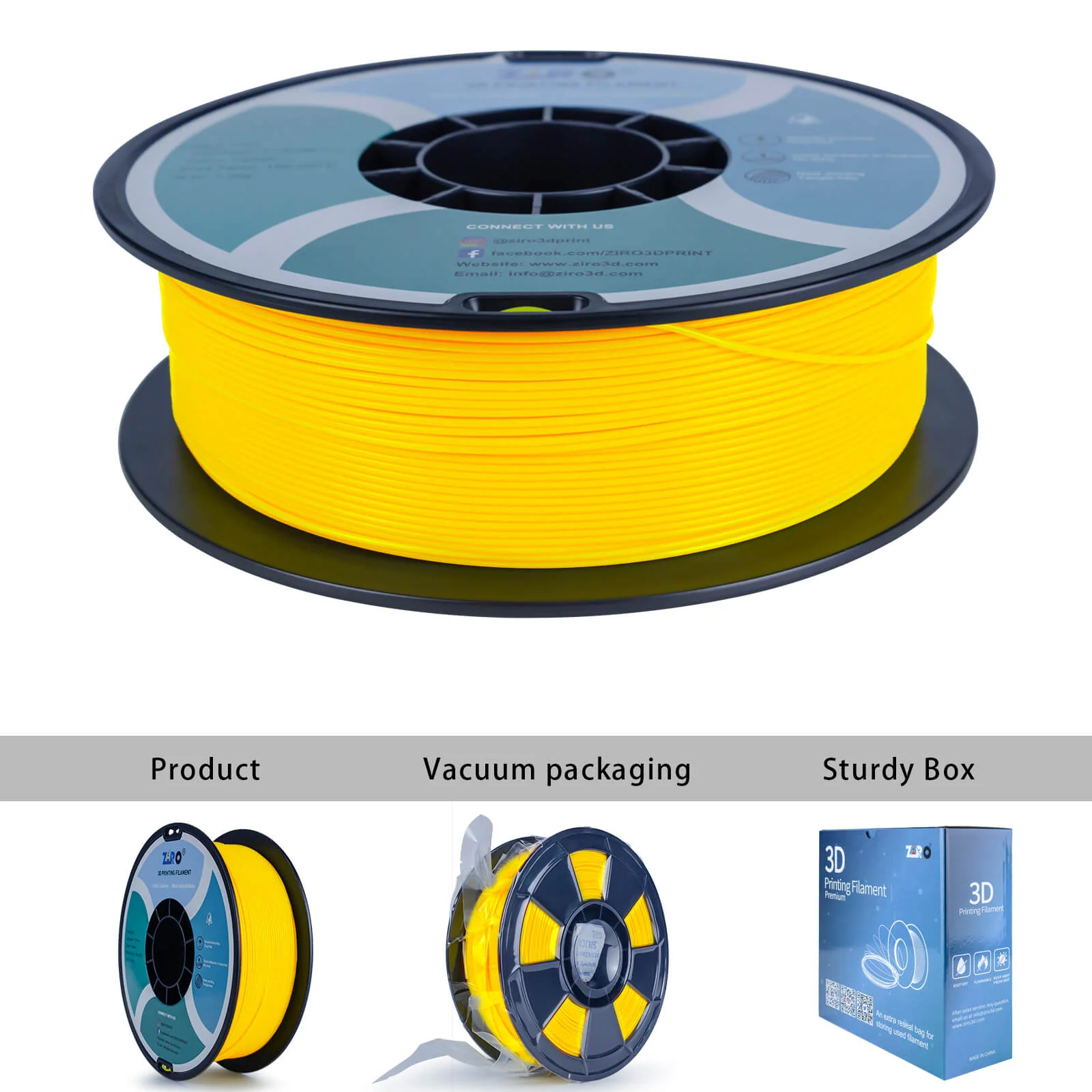 ZIRO PLA PRO Basic Color Series Filament 1.75mm, Yellow - Image 9